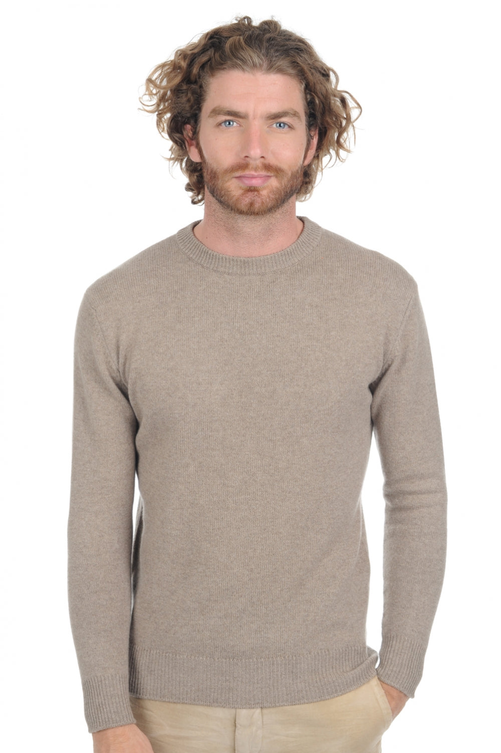 Nestor 4F Premium cashmere men's jumper - dolma natural - Mahogany