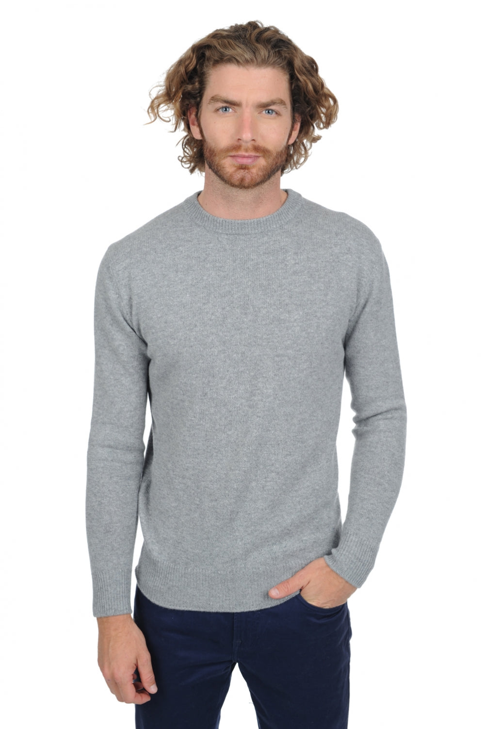 Nestor 4F Premium men's cashmere jumper - premium flanell - Mahogany