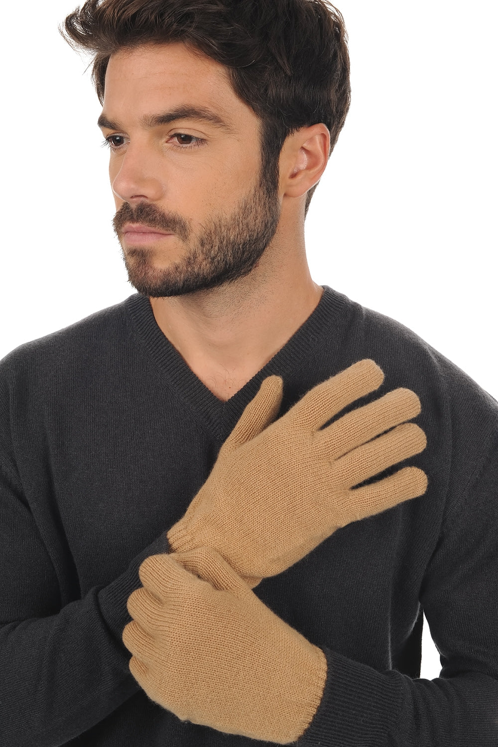 Manous men's cashmere jumper - camel - Mahogany