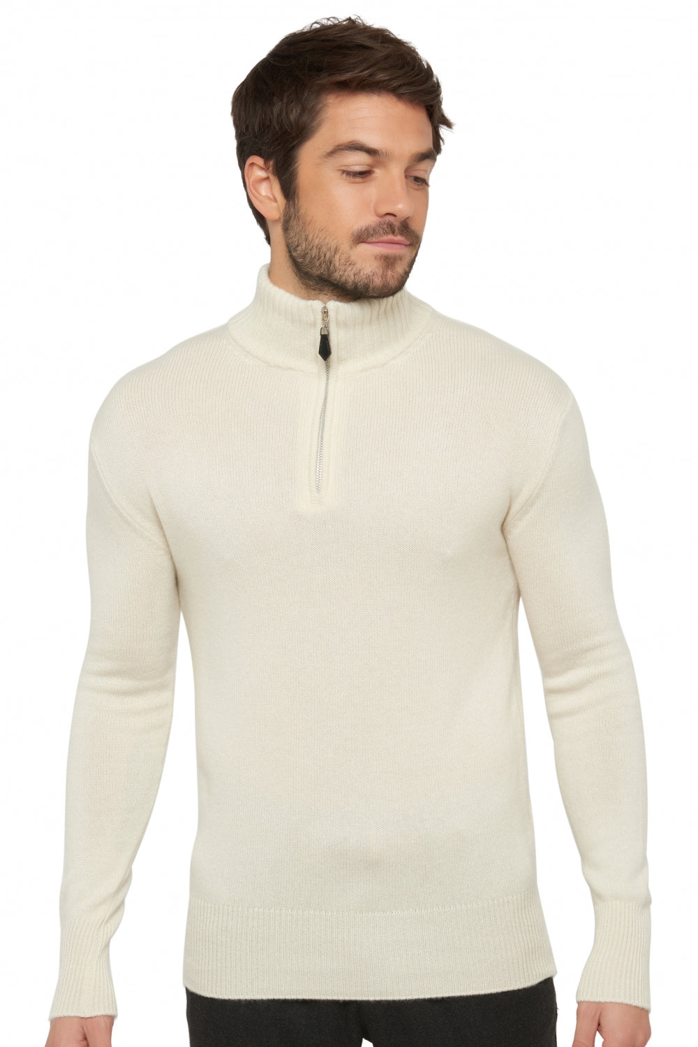 Donovan Premium cashmere men's jumper - tenzin natural - Mahogany