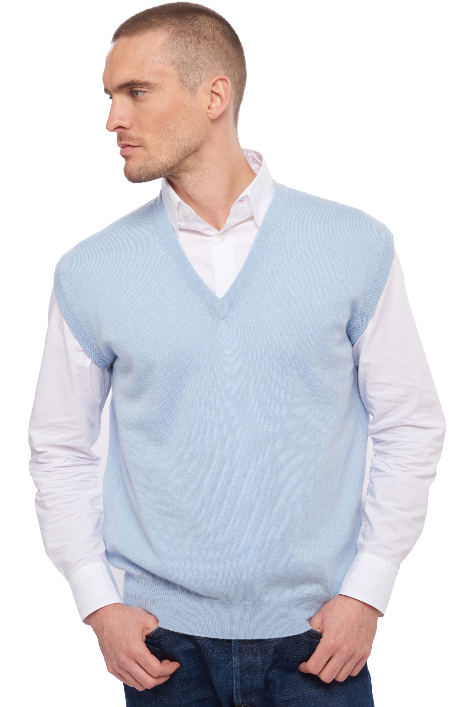 Balthazar cashmere jumper for men - sky blue - Mahogany