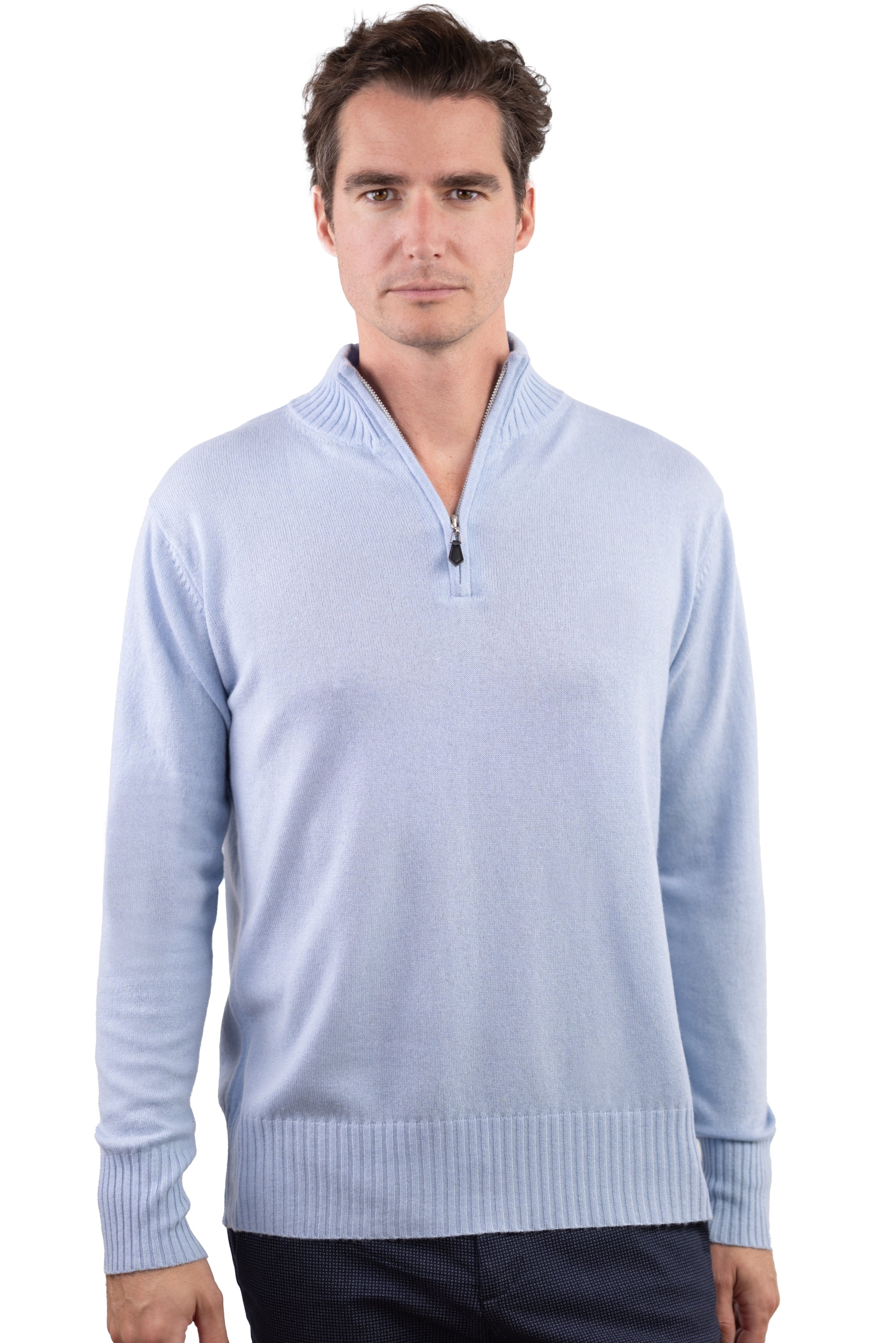 Chazam in cashmere for men - sky - Mahogany