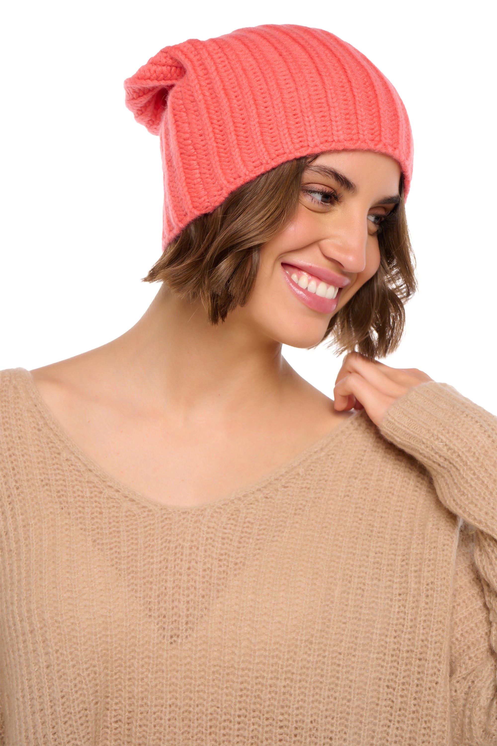 Youpie unisex cashmere - bright coral - Mahogany
