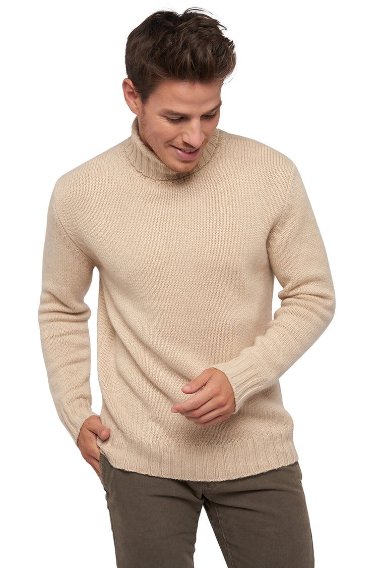Achille men's cashmere jumper - natural beige - Mahogany