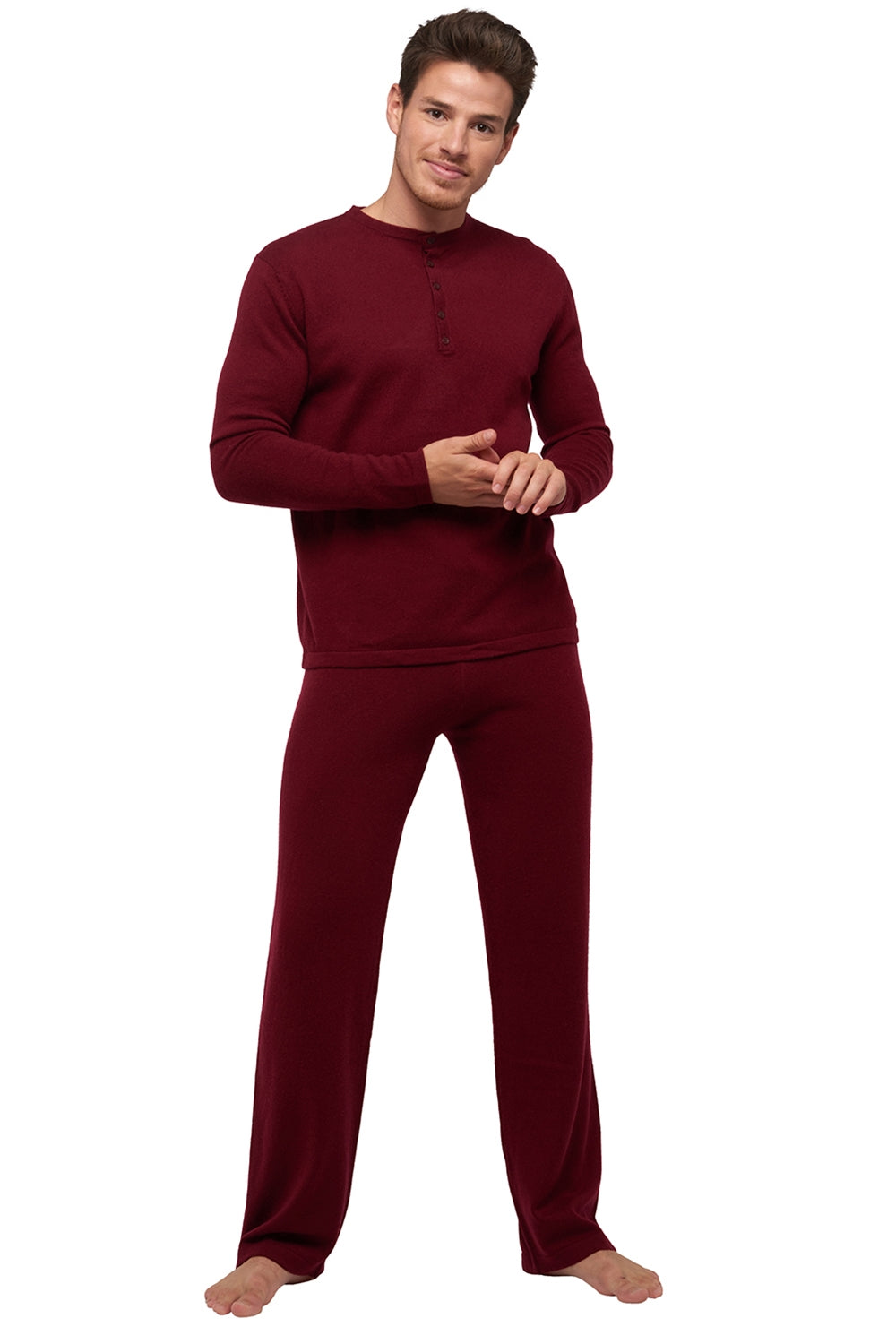 Adam in cashmere men's jumper - burgundy - Mahogany