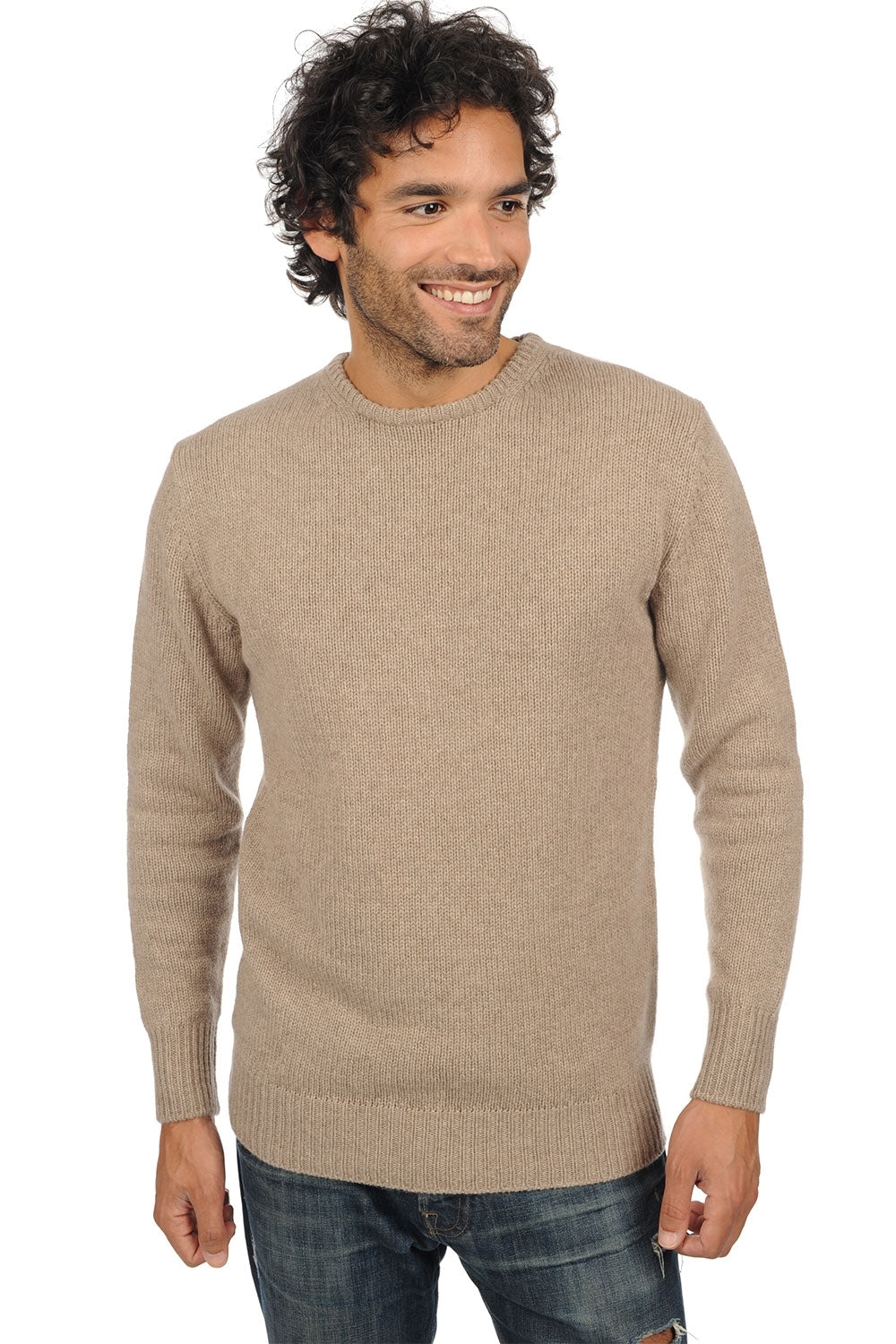 Bilal men's cashmere jumper - natural brown - Mahogany