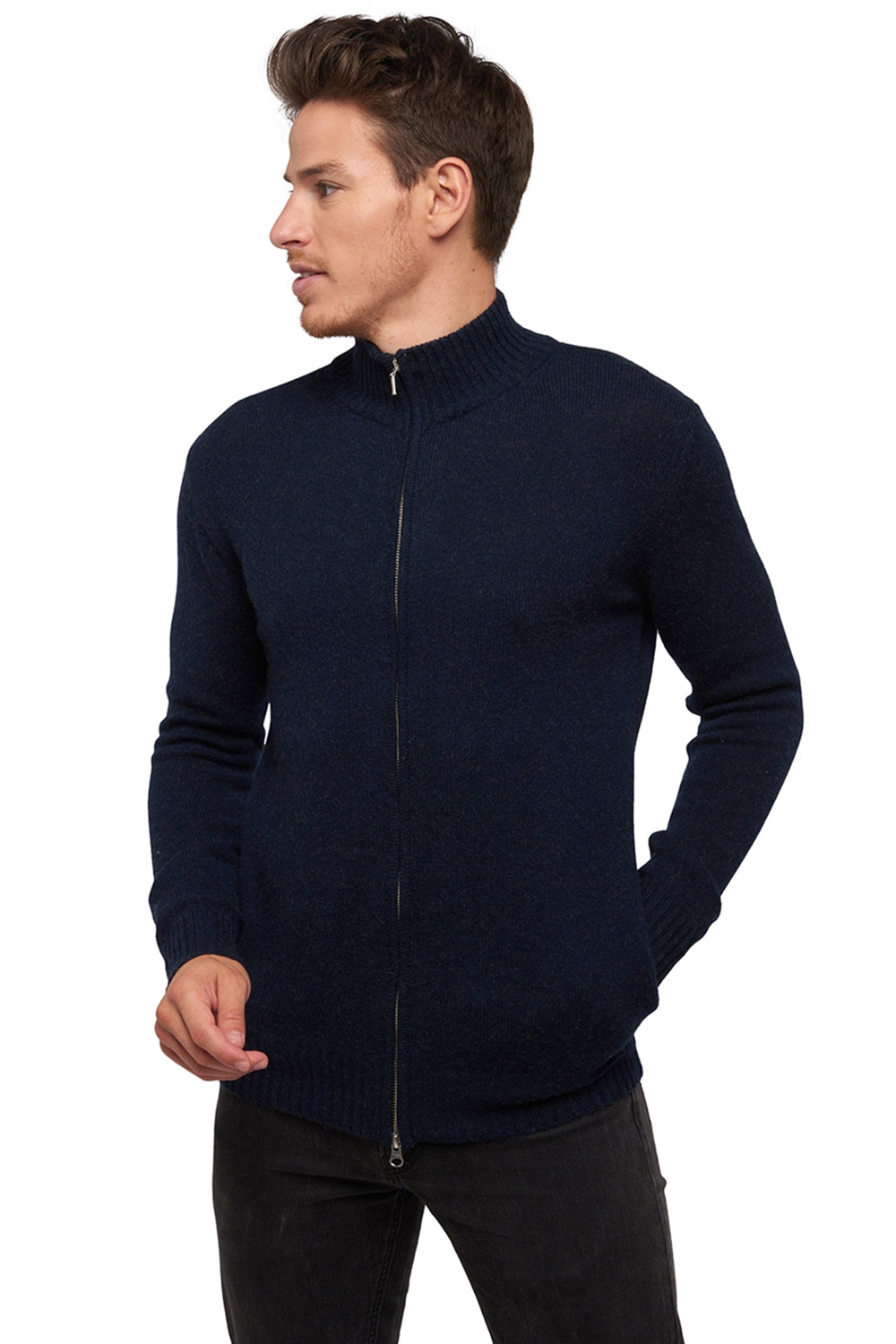 Clyde camel men's jumper - navy - Mahogany