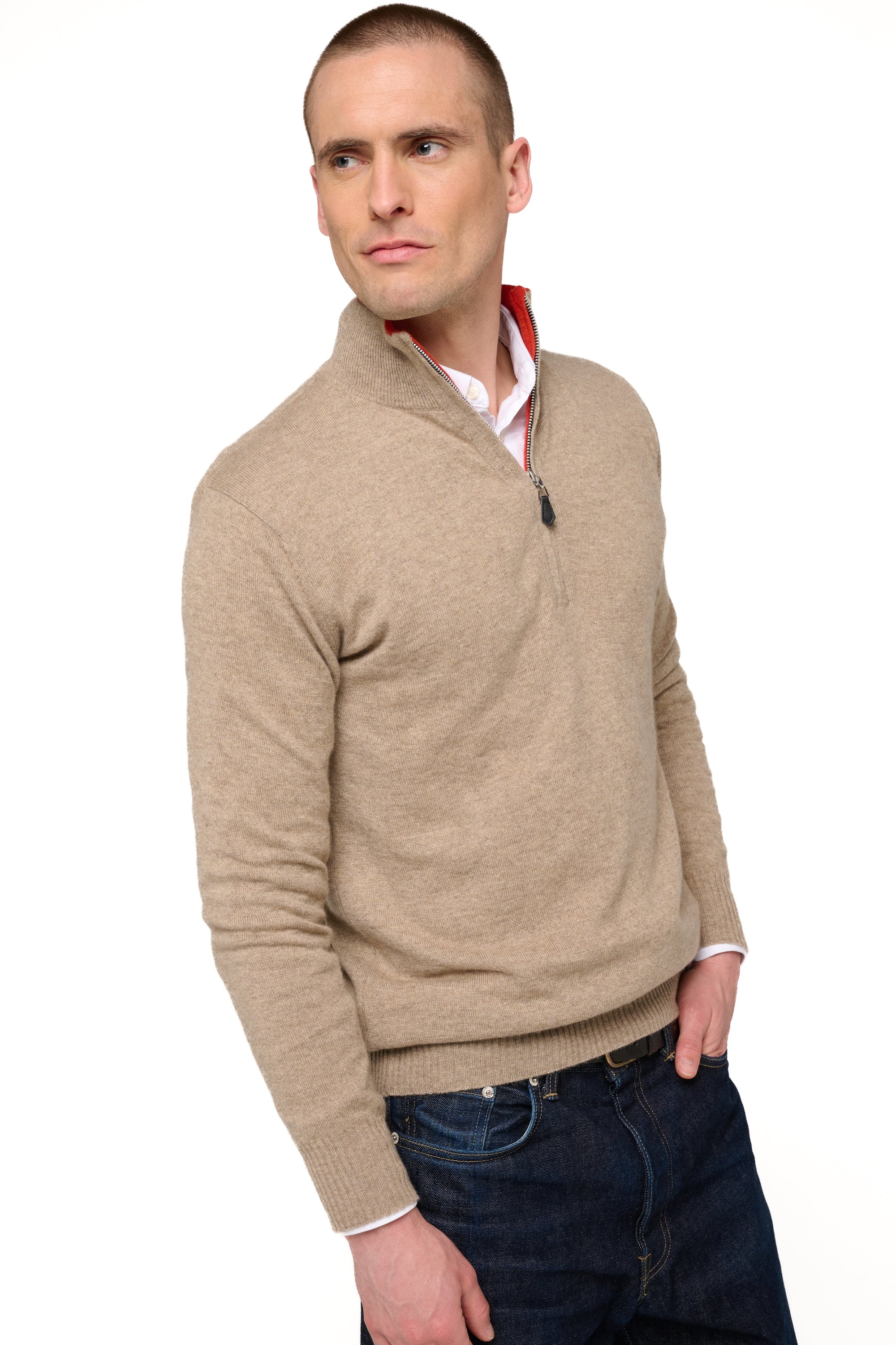 Henri men's cashmere - natural brown / paprika - Mahogany
