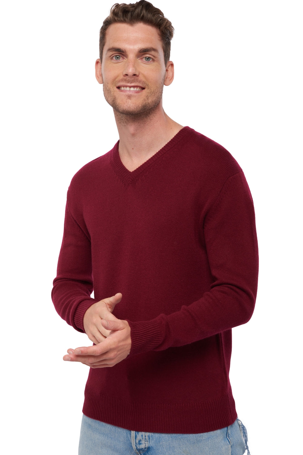 Hippolyte 4F men's cashmere jumper - bordeaux - Mahogany