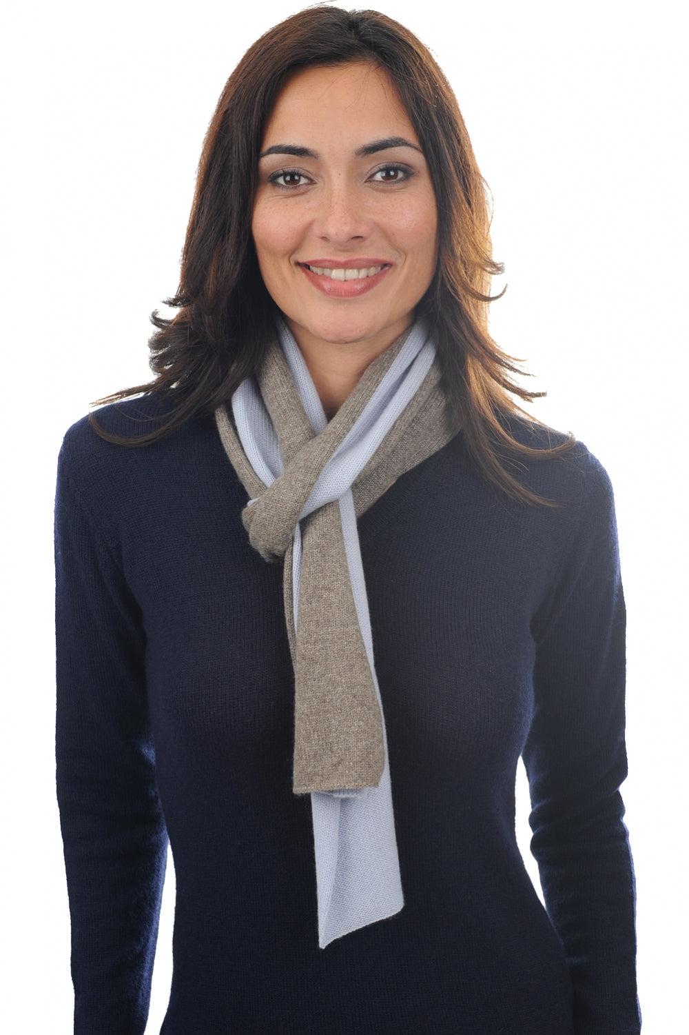 Luvo in mixed cashmere and yak - sky / natural marmot - Mahogany