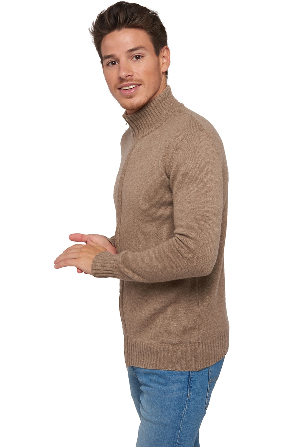 Maxime men's cashmere jumper - natural brown / natural beige - Mahogany