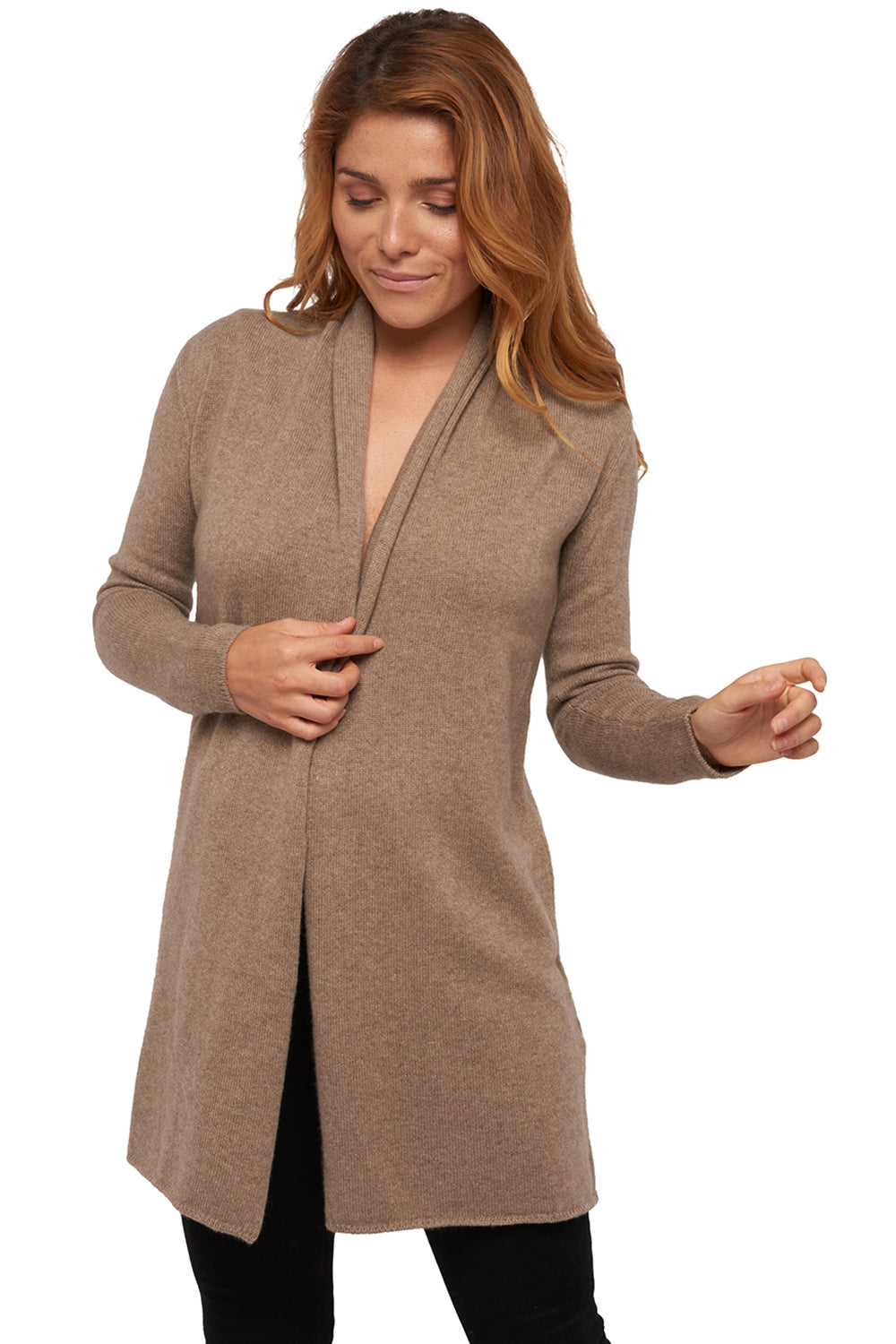 Perla women's cashmere jumper - natural brown - Mahogany