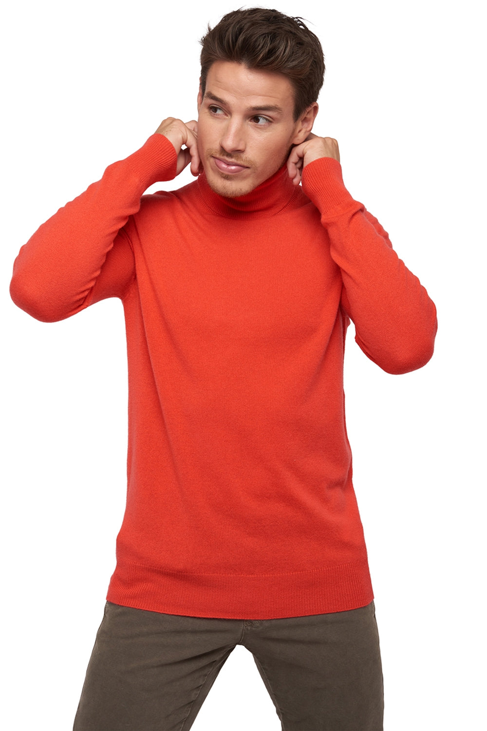 Tarry men's cashmere jumper - pinkorange - Mahogany