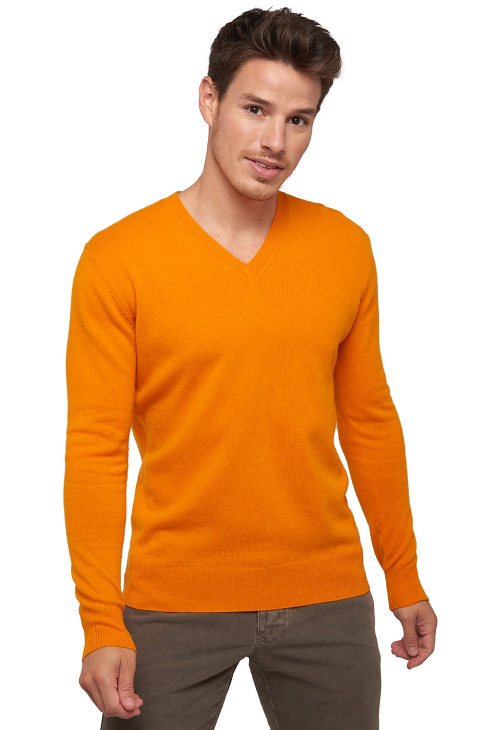 Tor men's cashmere jumper - orange - Mahogany