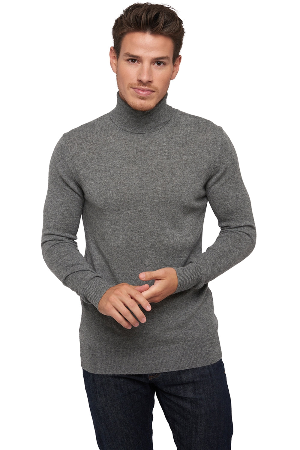 Tarry men's cashmere jumper - grey marl - Mahogany