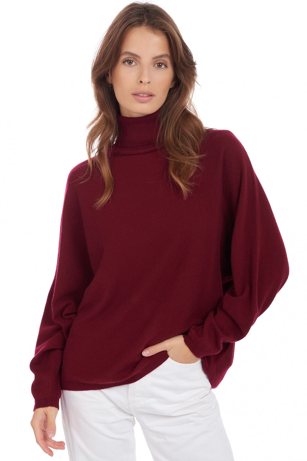 Amarillo women's cashmere jumper - bordeaux - Mahogany
