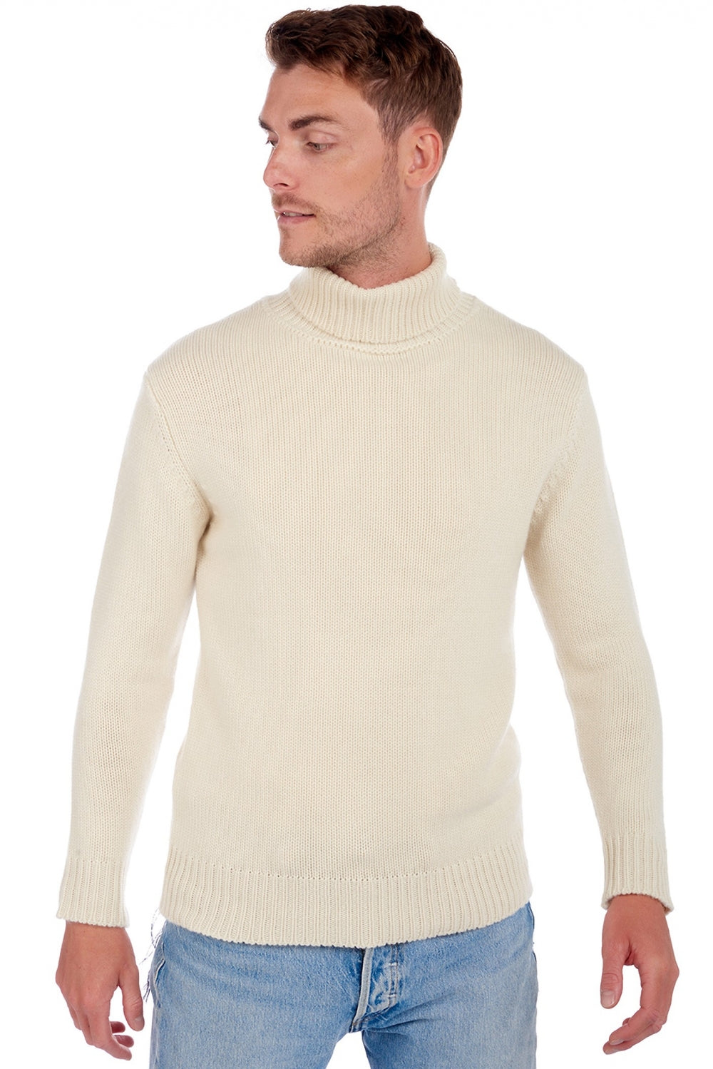 Artemi men's cashmere jumper - natural ecru - Mahogany
