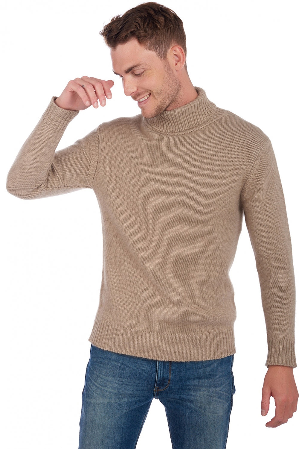 Artemi men's cashmere jumper - natural stone - Mahogany