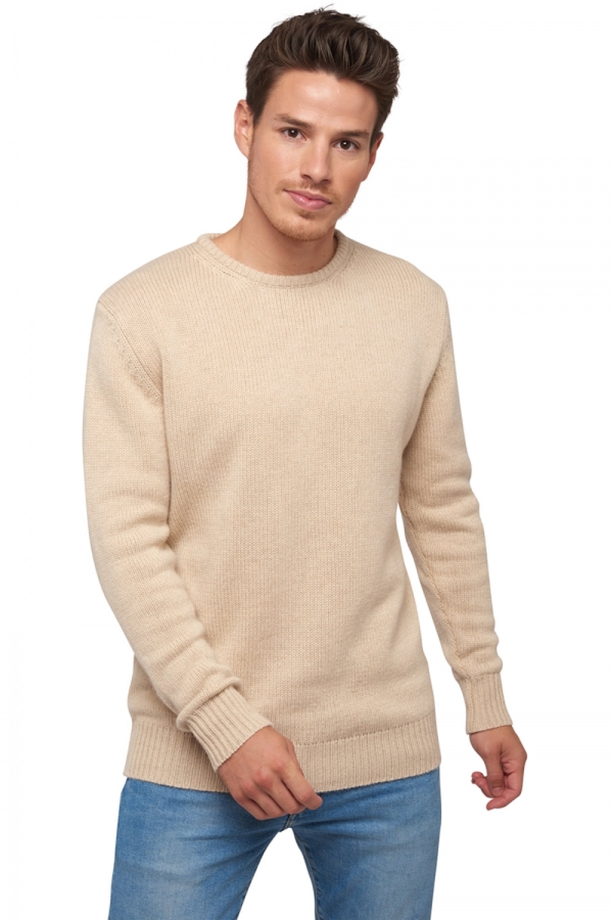 Bilal men's cashmere jumper - natural beige - Mahogany