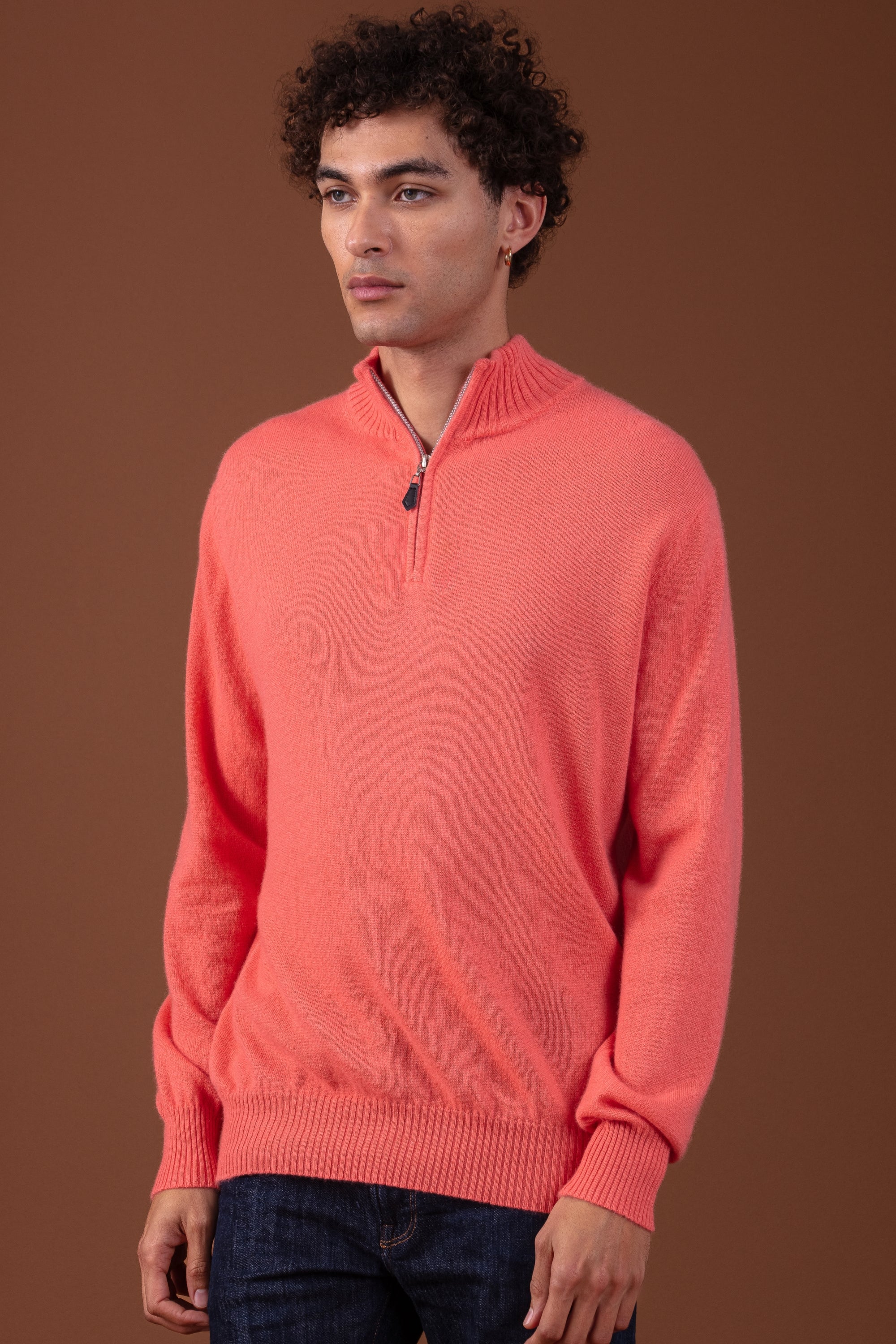 Chazam in cashmere for men - peach - Mahogany