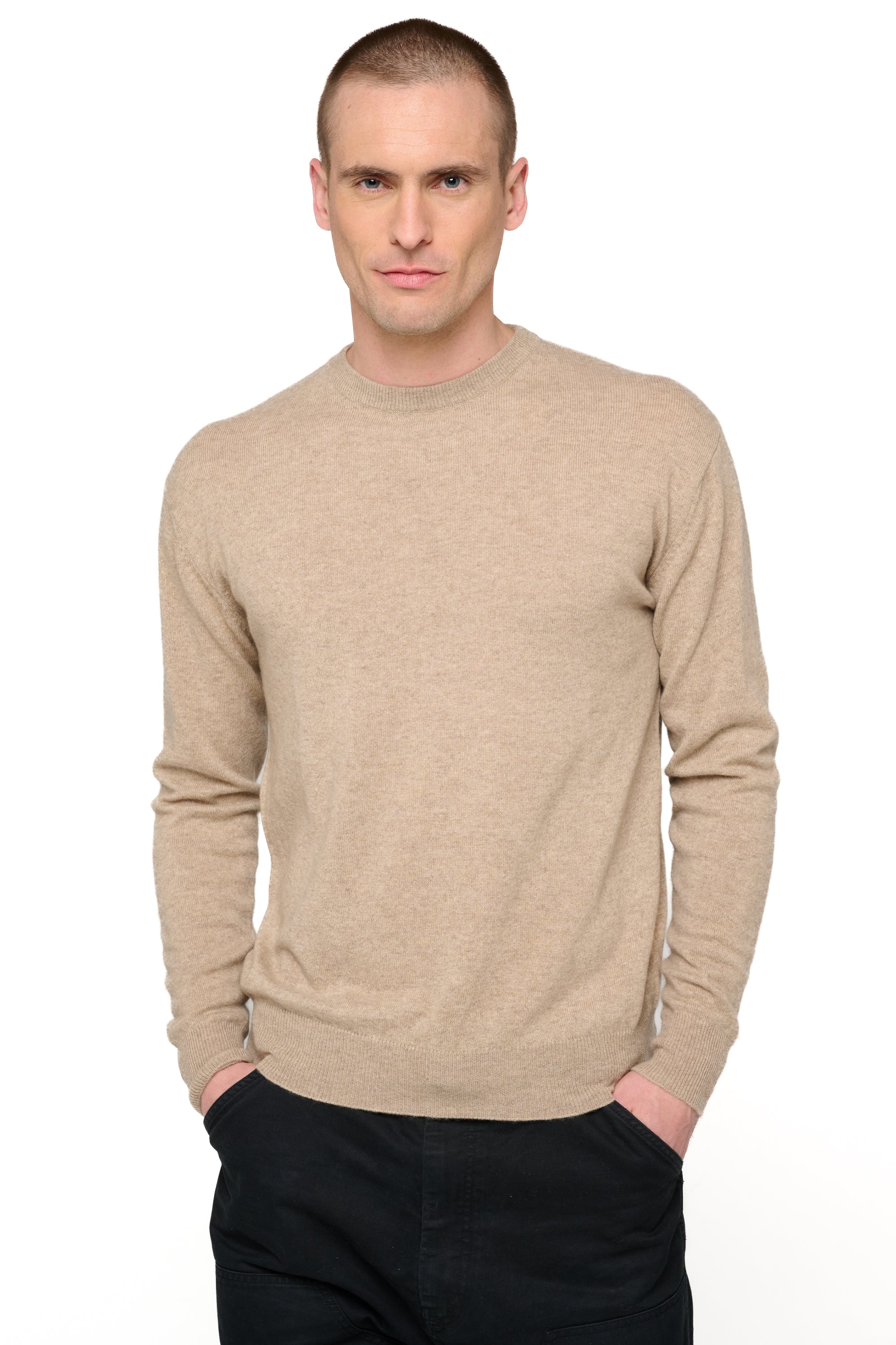 Nestor men's cashmere jumper - natural stone - Mahogany