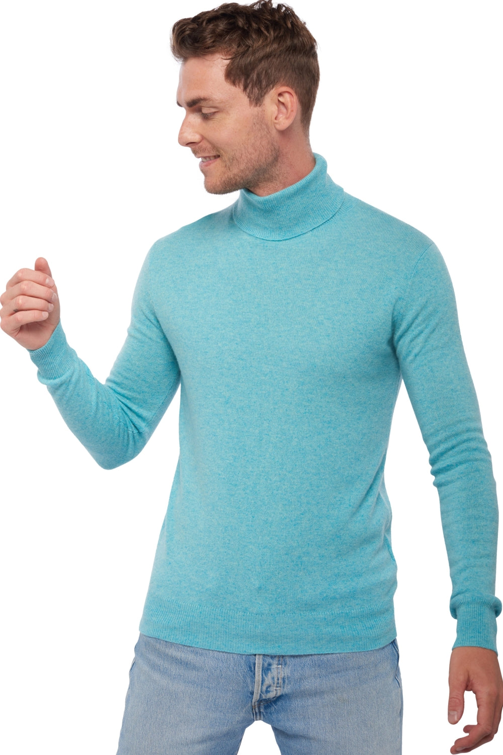 Tarry men's cashmere jumper - pool blue - Mahogany