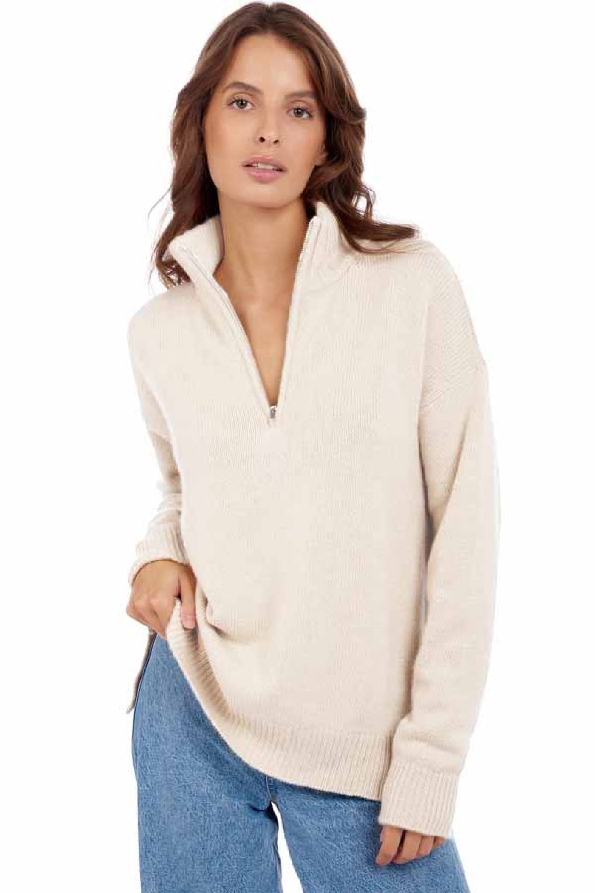 Alizette women's cashmere - natural ecru - Mahogany