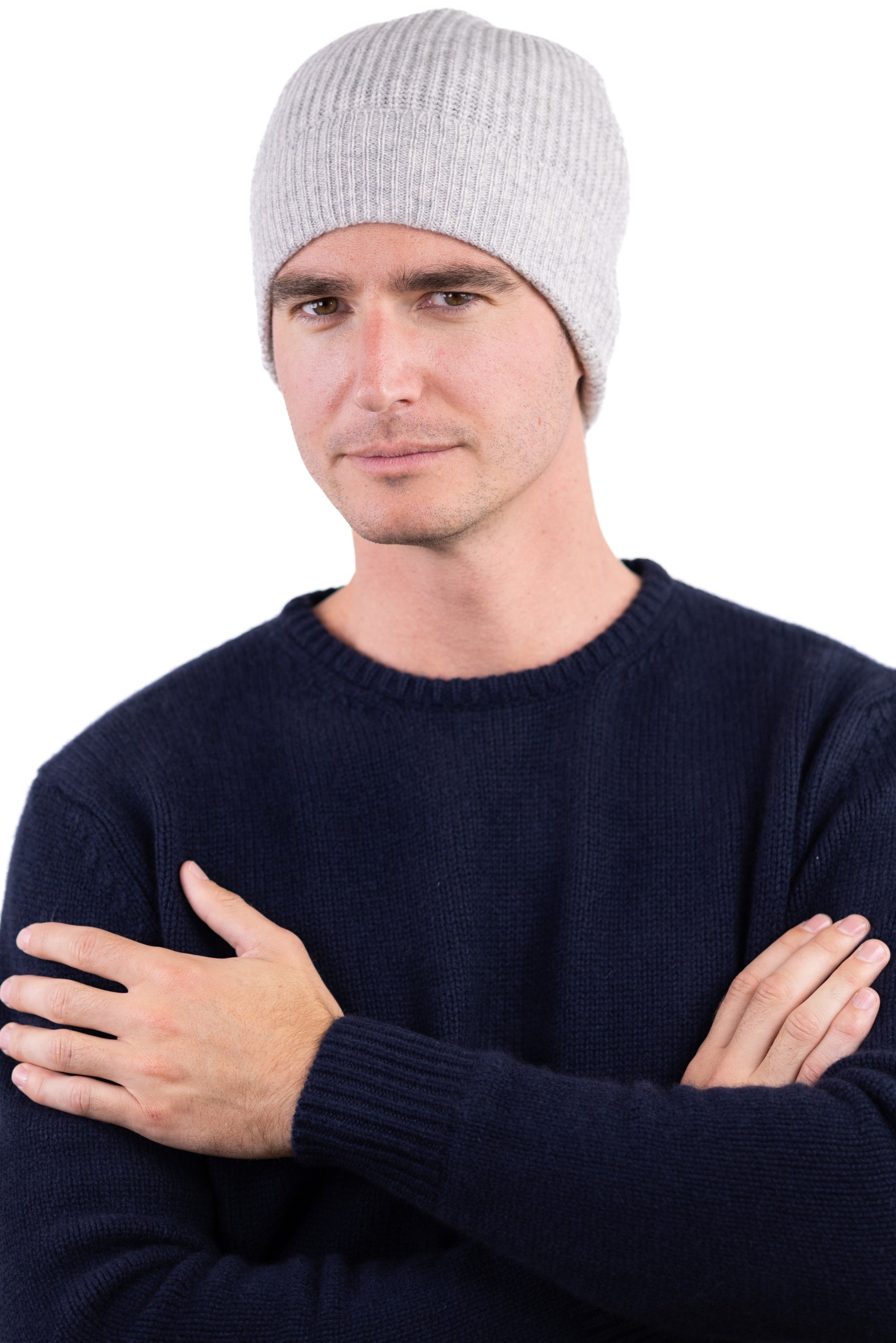 Anshan in cashmere unisex - flannel marl - Mahogany