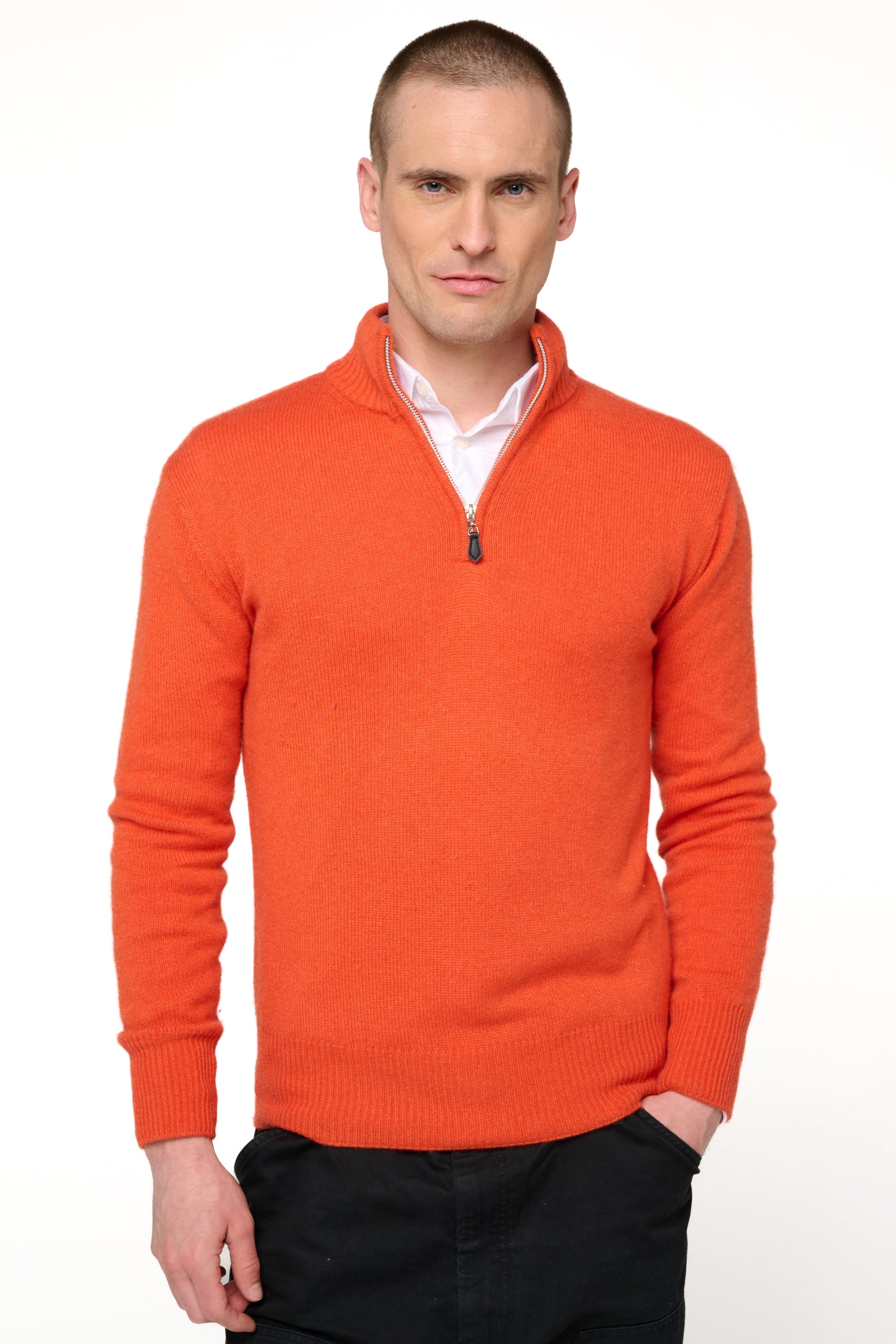 Donovan men's cashmere jumper - satsuma - Mahogany