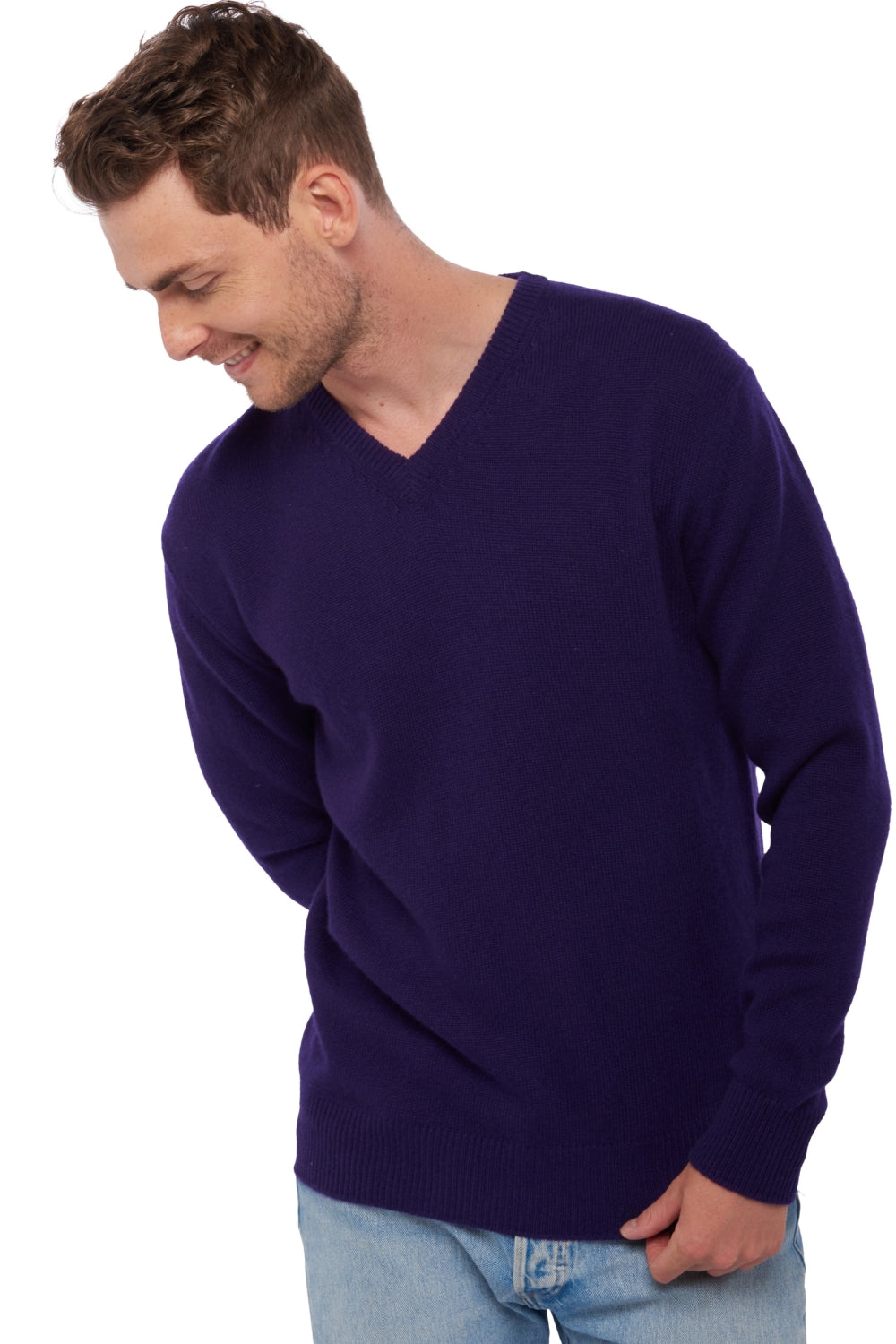 Hippolyte 4F men's cashmere jumper - deep purple - Mahogany