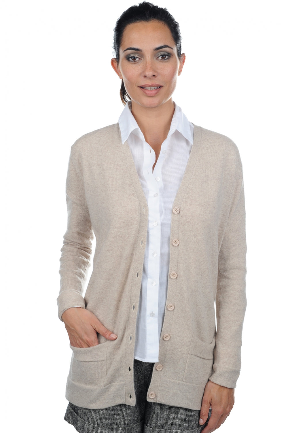 Inga cashmere women's jumper - natural beige - Mahogany