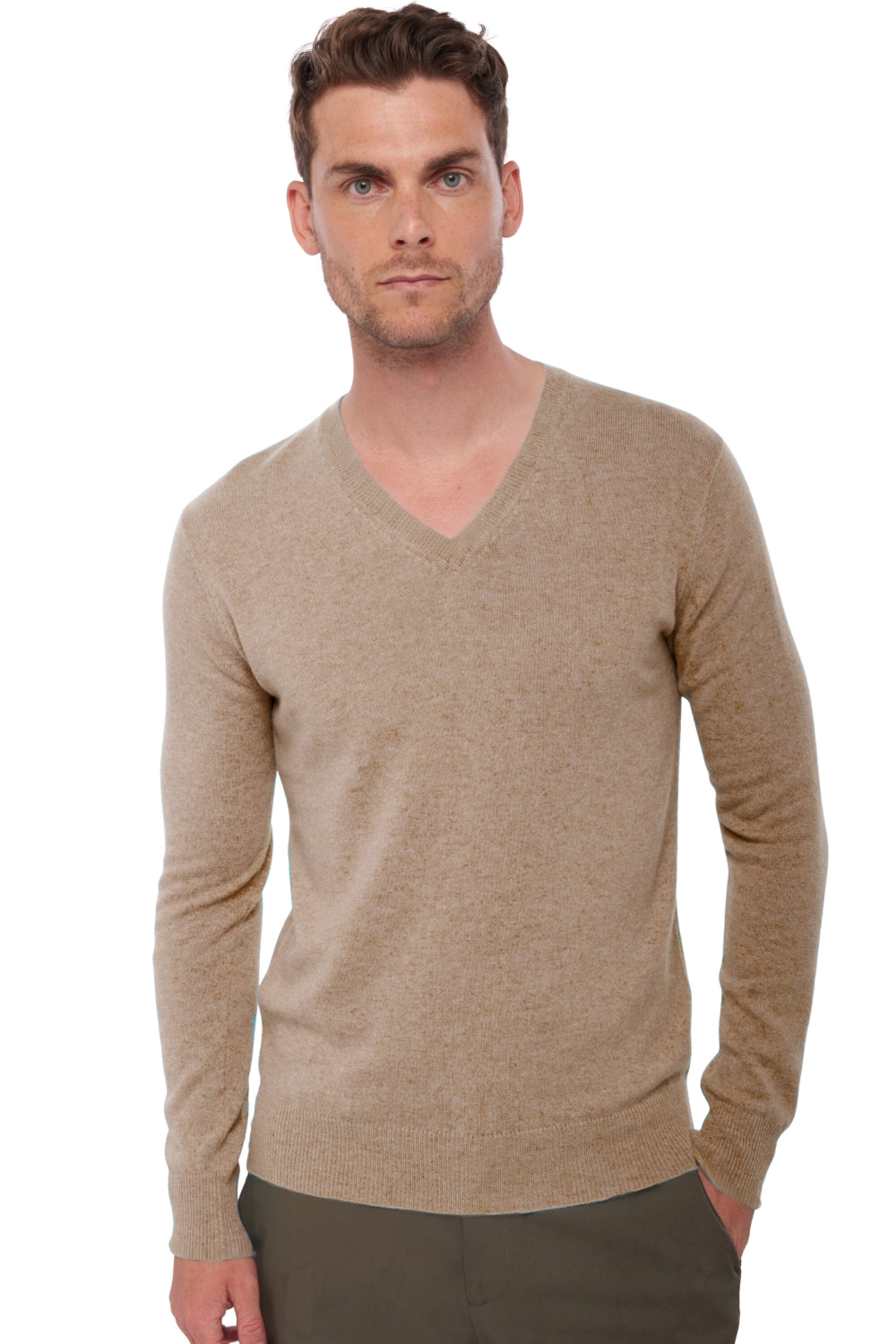 Tor men's cashmere jumper - natural stone - Mahogany