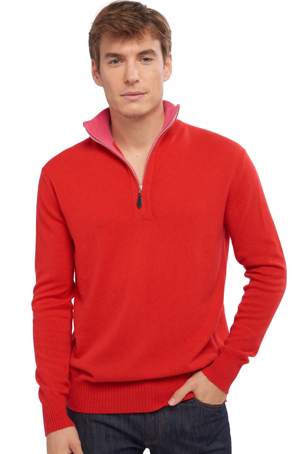 Henri men's cashmere - red / shocking pink - Mahogany