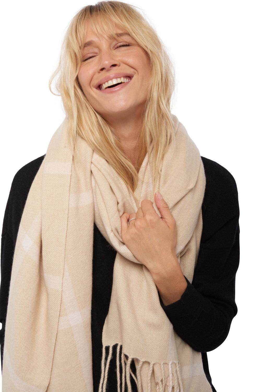 Venezia mixed cashmere jumper - natural beige / pale pink - Mahogany