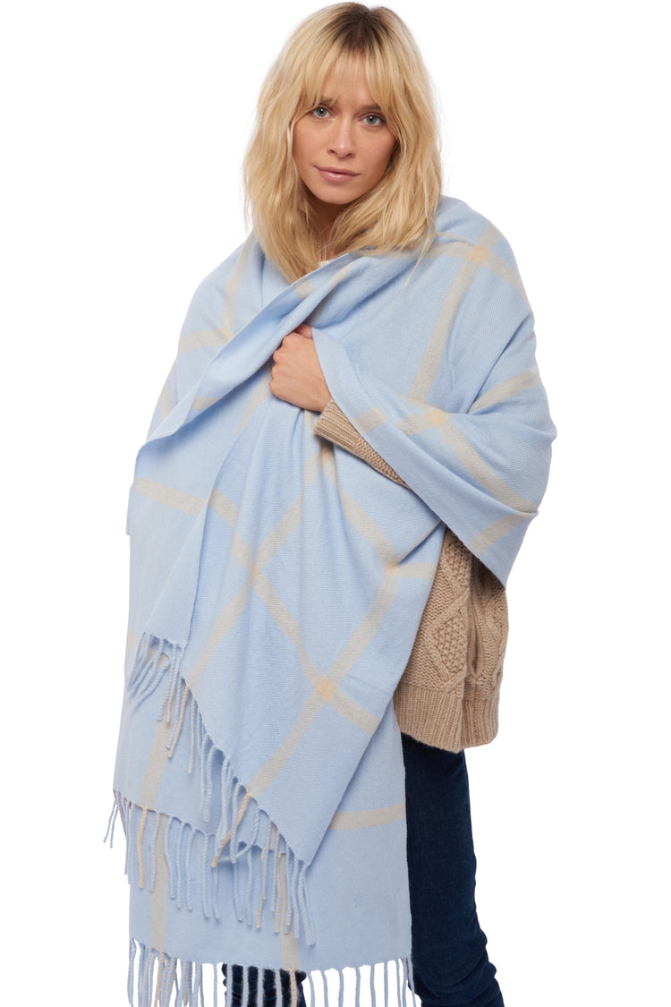 Venezia mixed cashmere jumper - sky / natural beige - Mahogany