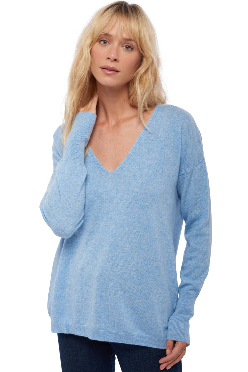 Cashmere jumper, 100% Cashmere, women, V-neck, straight cut, long sleeves, regular / 2 and 4 ply, standard knit, Mahogany