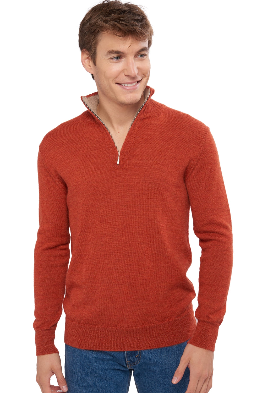 Vihari in baby alpaca & cashmere for men - pumpkin / natural brown - Mahogany