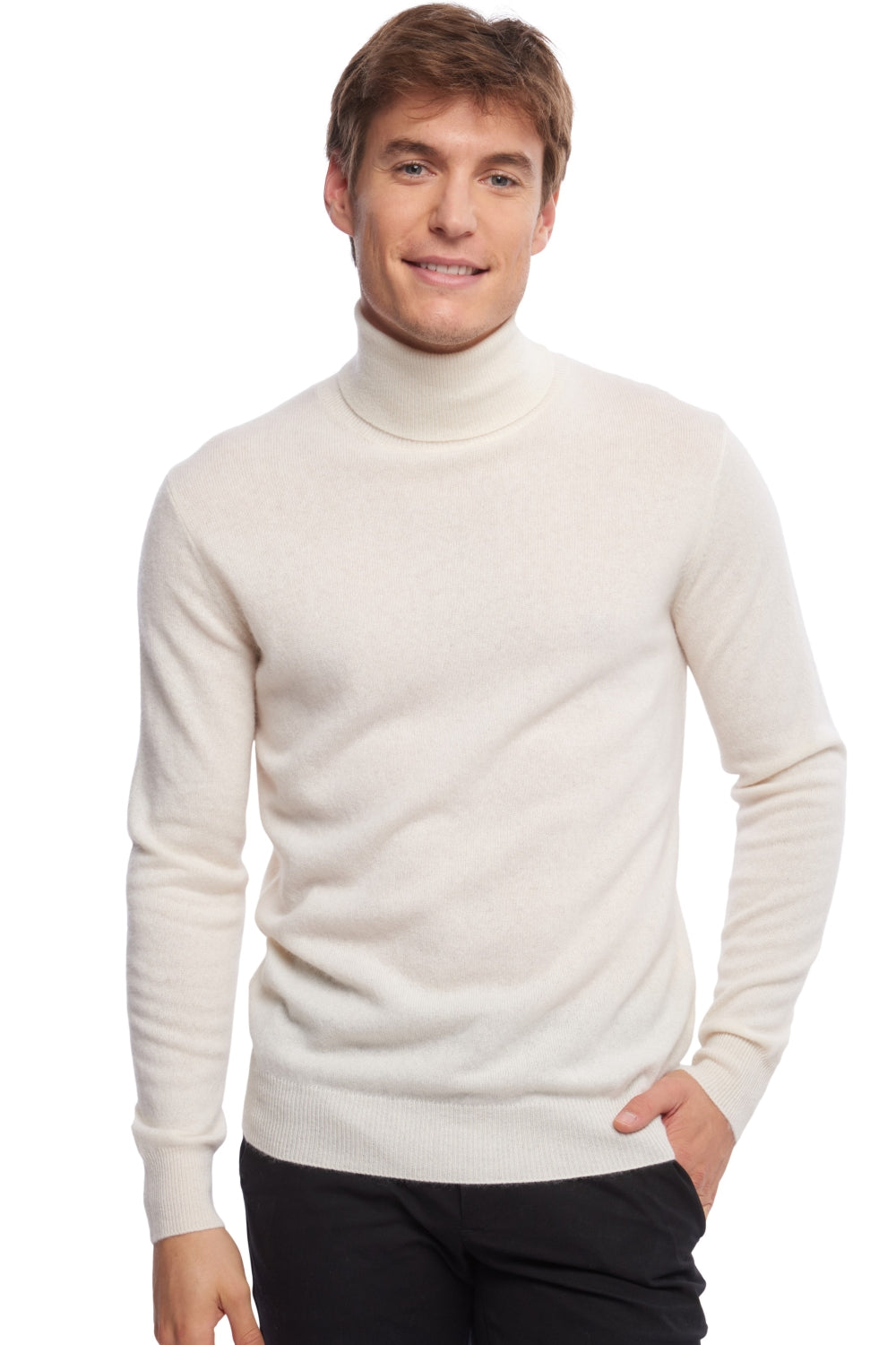Tarry men's cashmere jumper - simili white - Mahogany