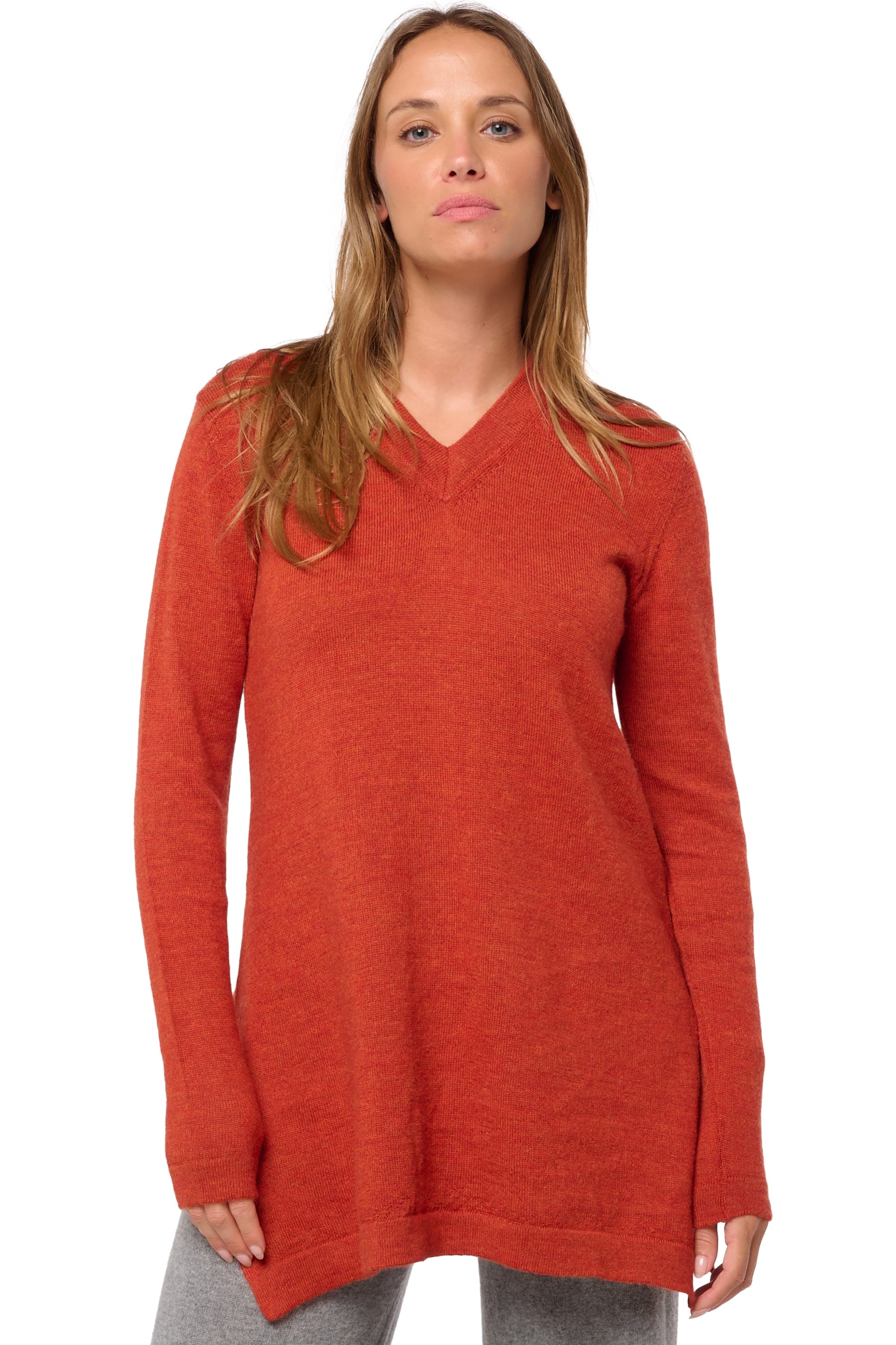 Sydney women's baby alpaca jumper - pumpkin - Mahogany