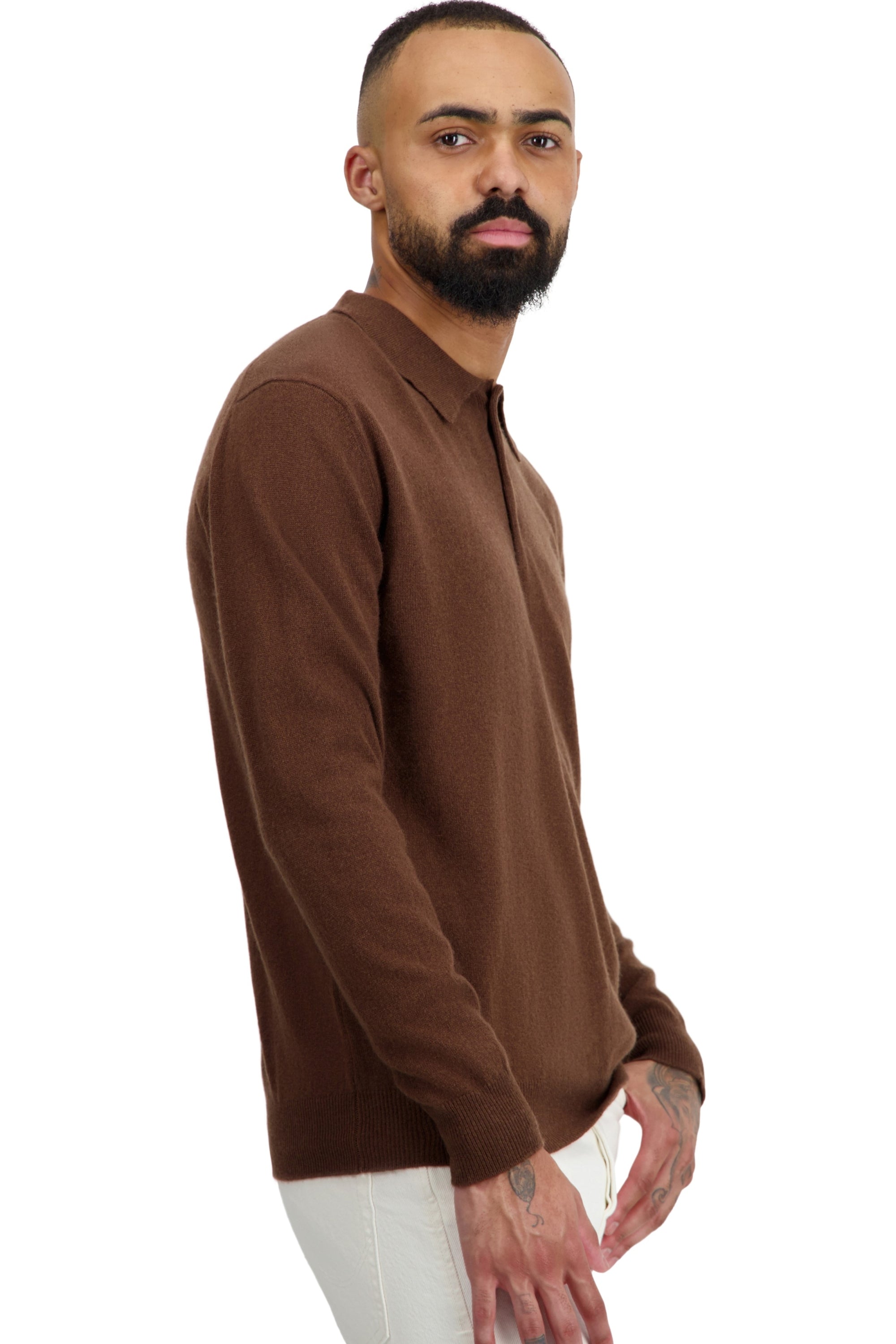 Tarn men's cashmere jumper - dark camel - Mahogany