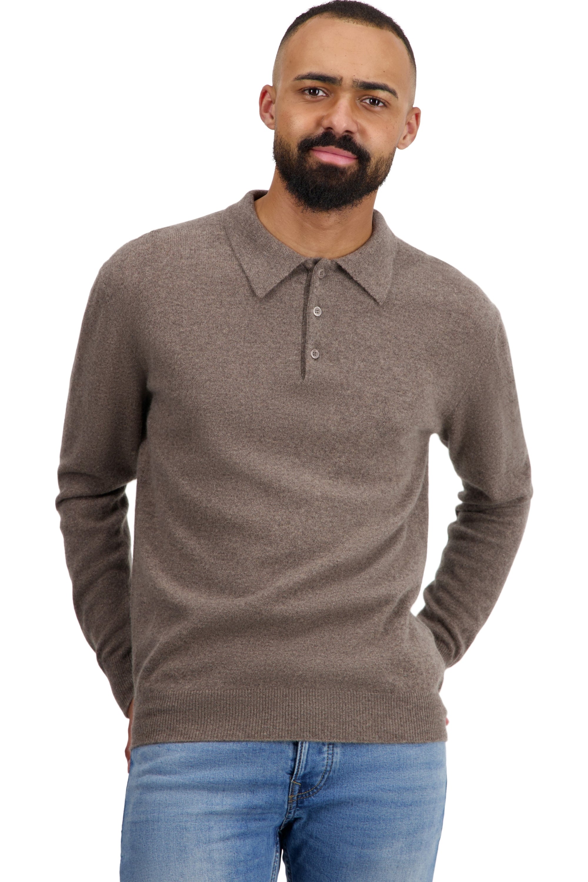 Tarn men's cashmere jumper - otter - Mahogany