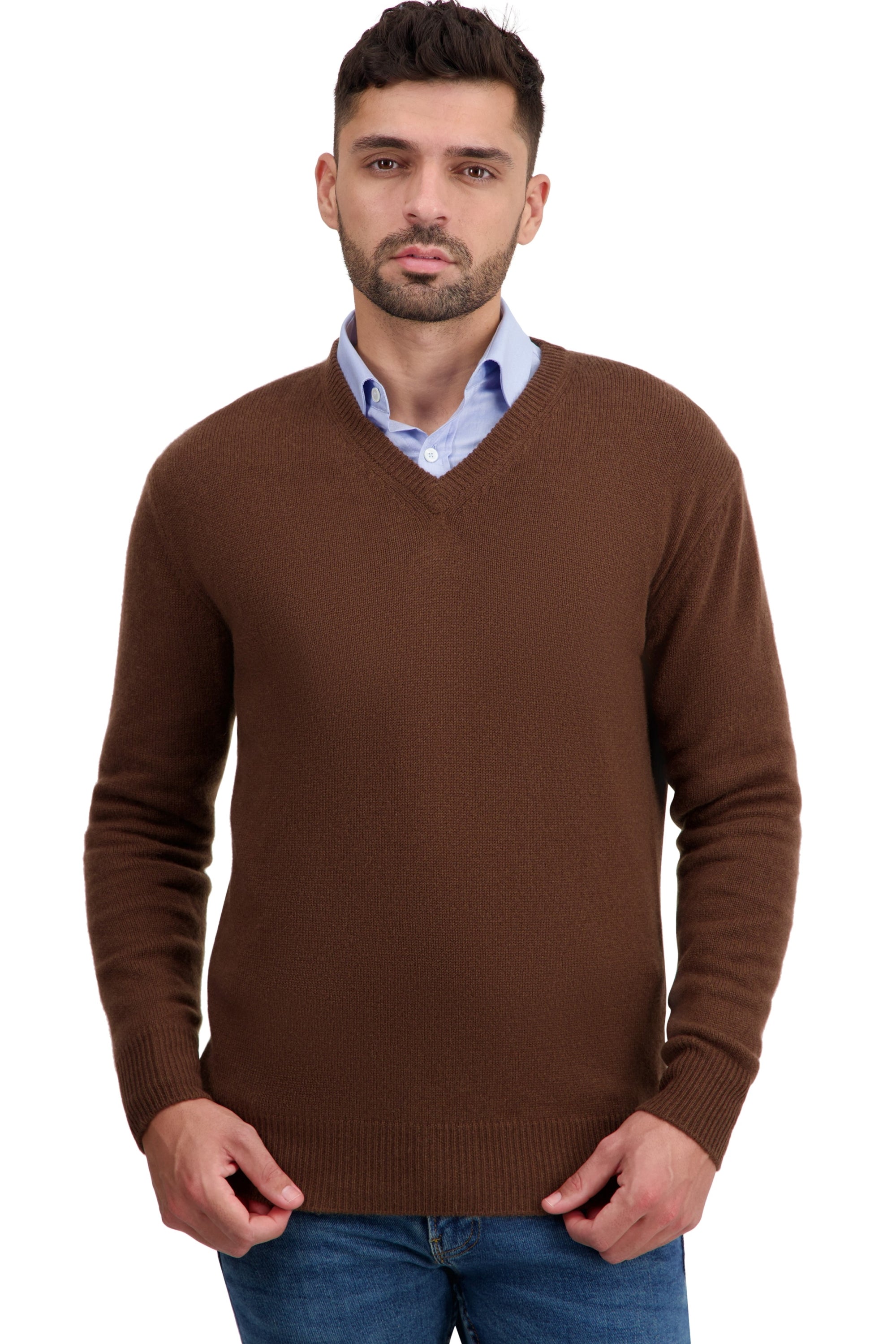 Tour cashmere jumper for men - dark camel - Mahogany