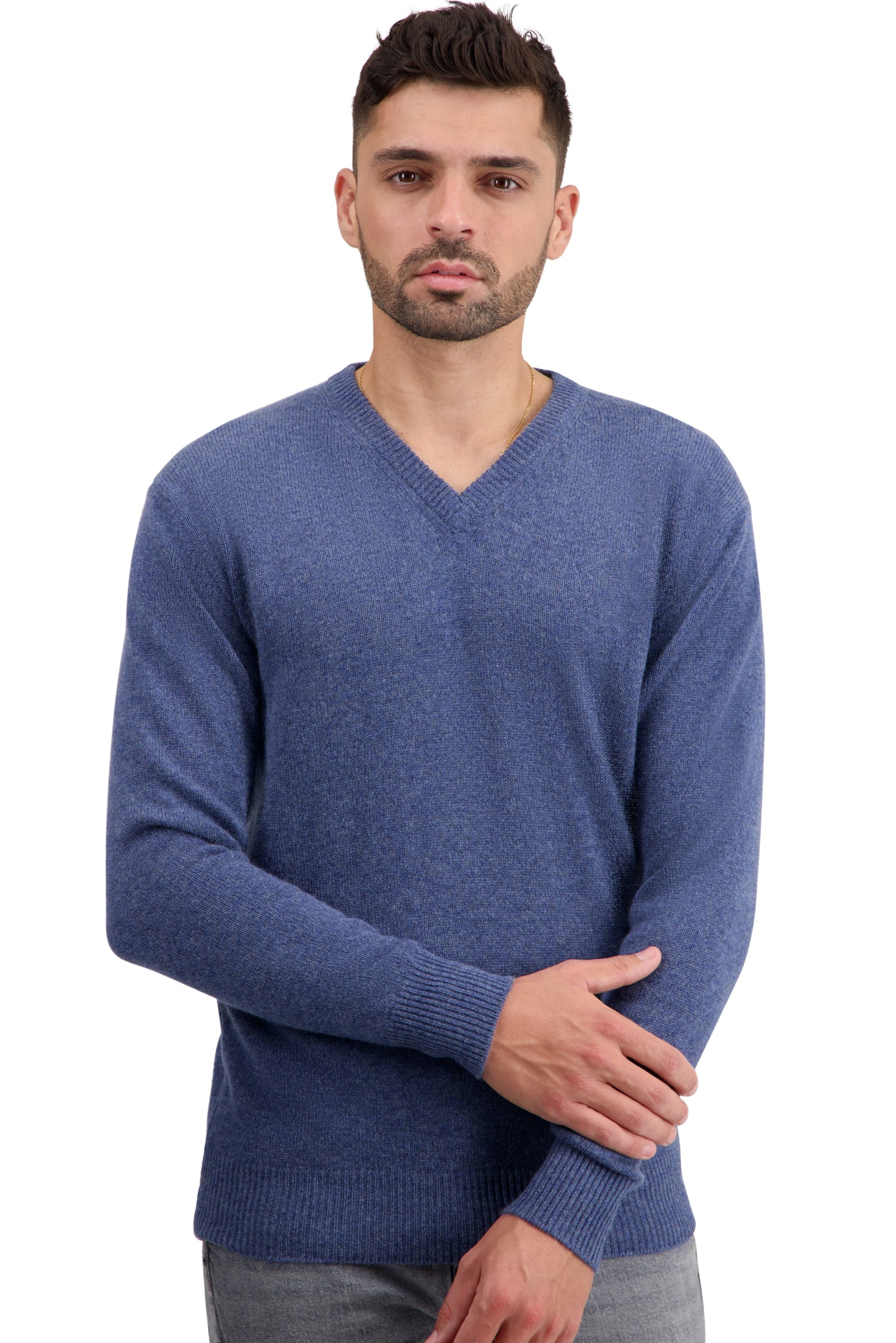 Cashmere turtleneck for men - nordic blue - Mahogany