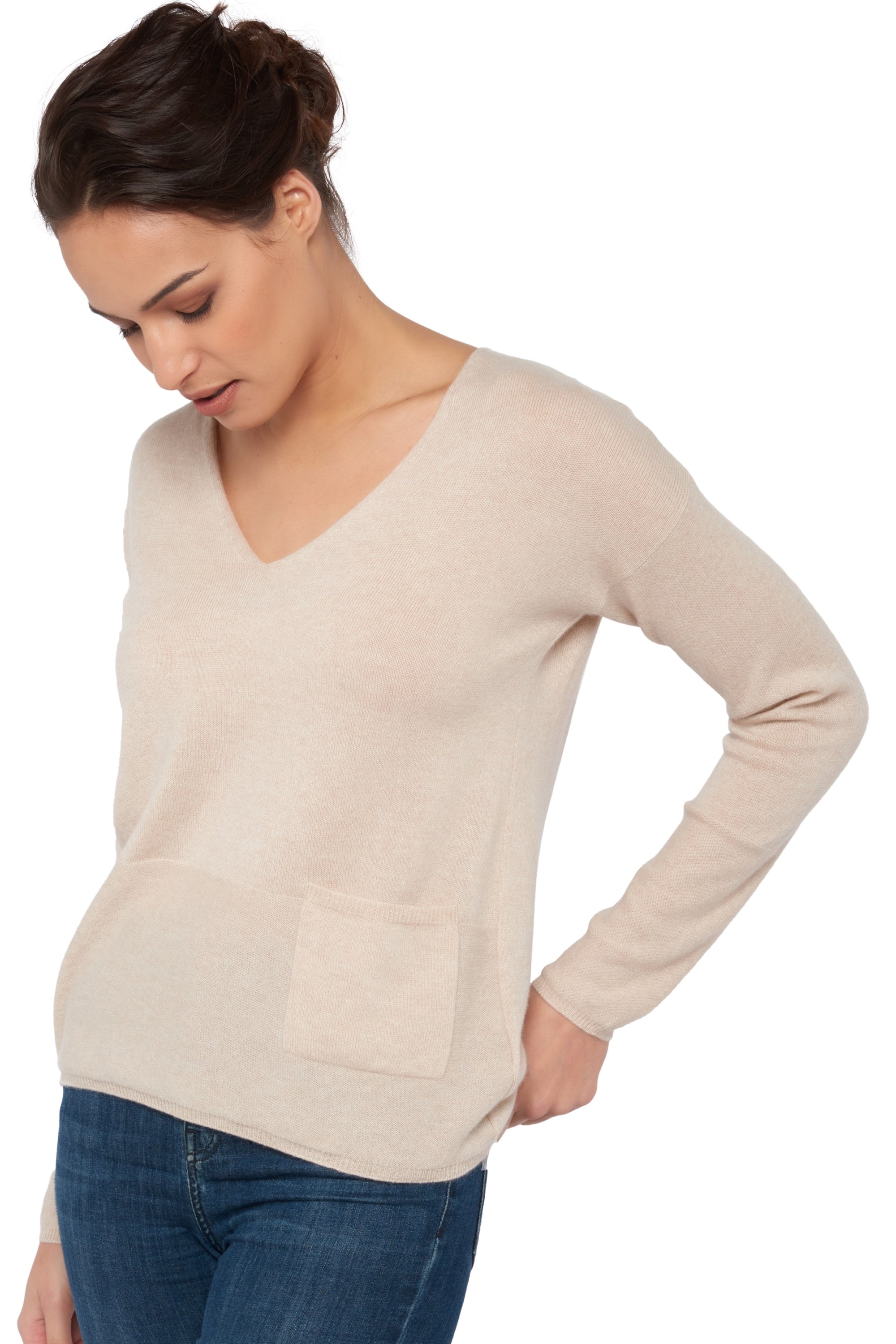 Uliana women's cashmere jumper - natural beige - Mahogany