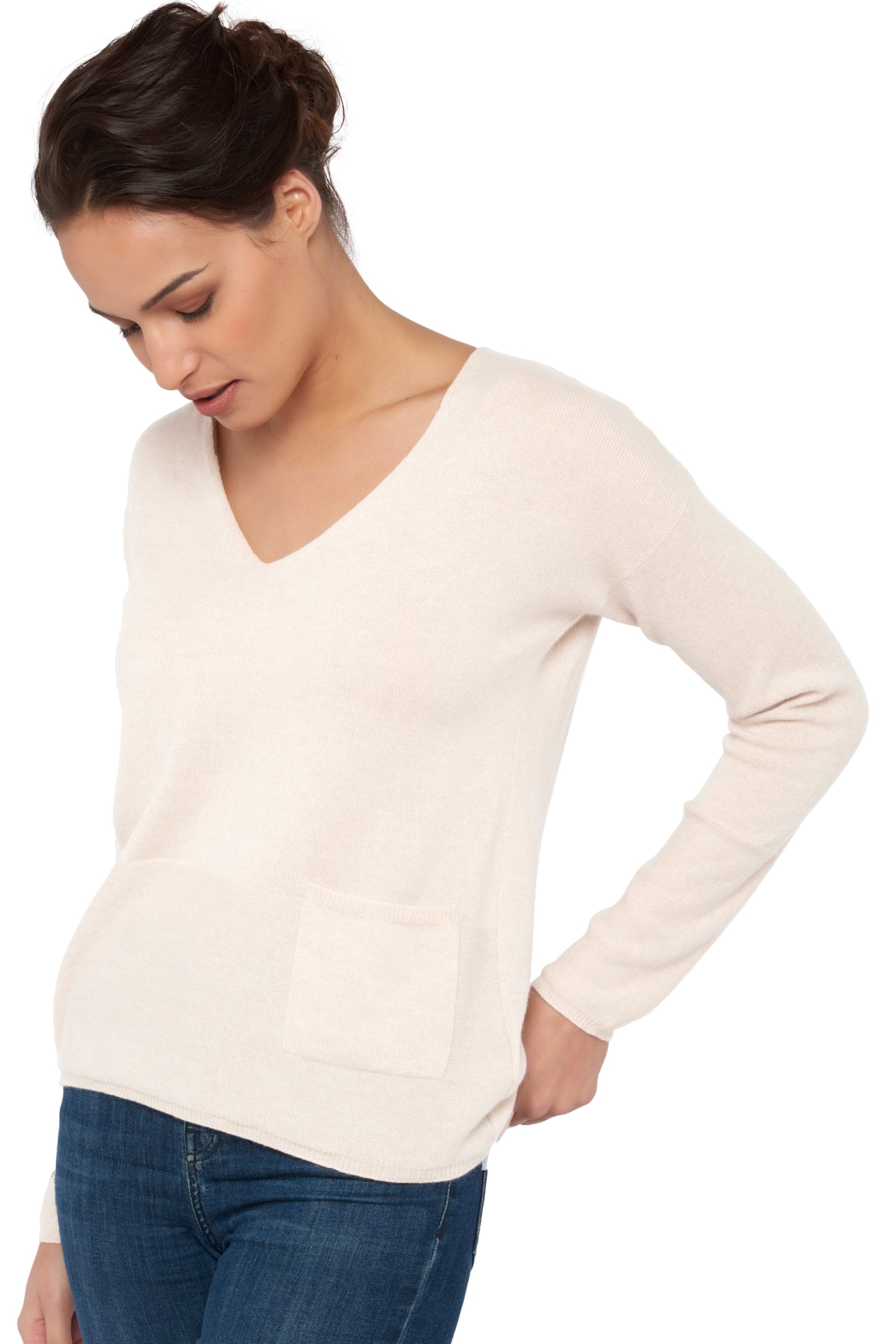 Uliana women's cashmere jumper - natural ecru - Mahogany