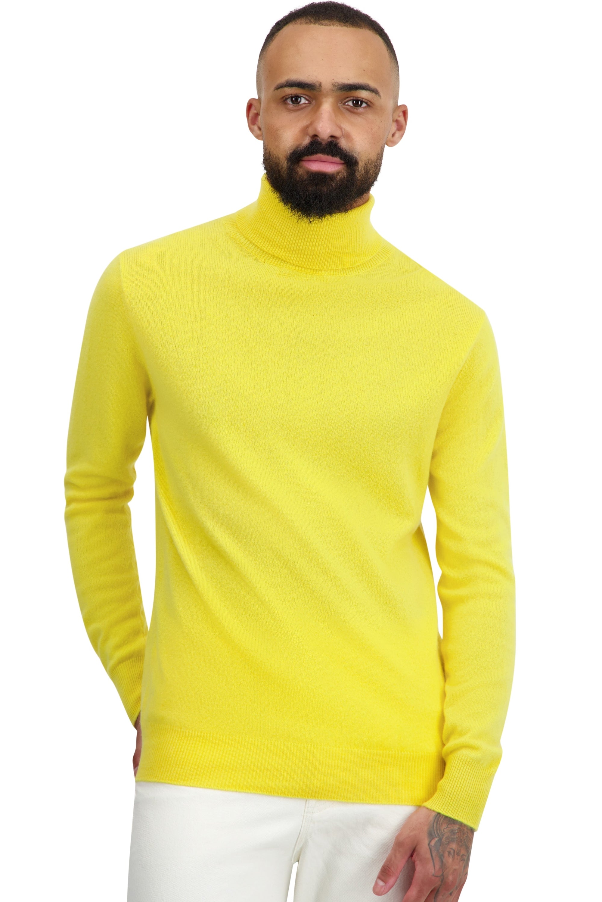 Tarry men's cashmere jumper - daffodil - Mahogany