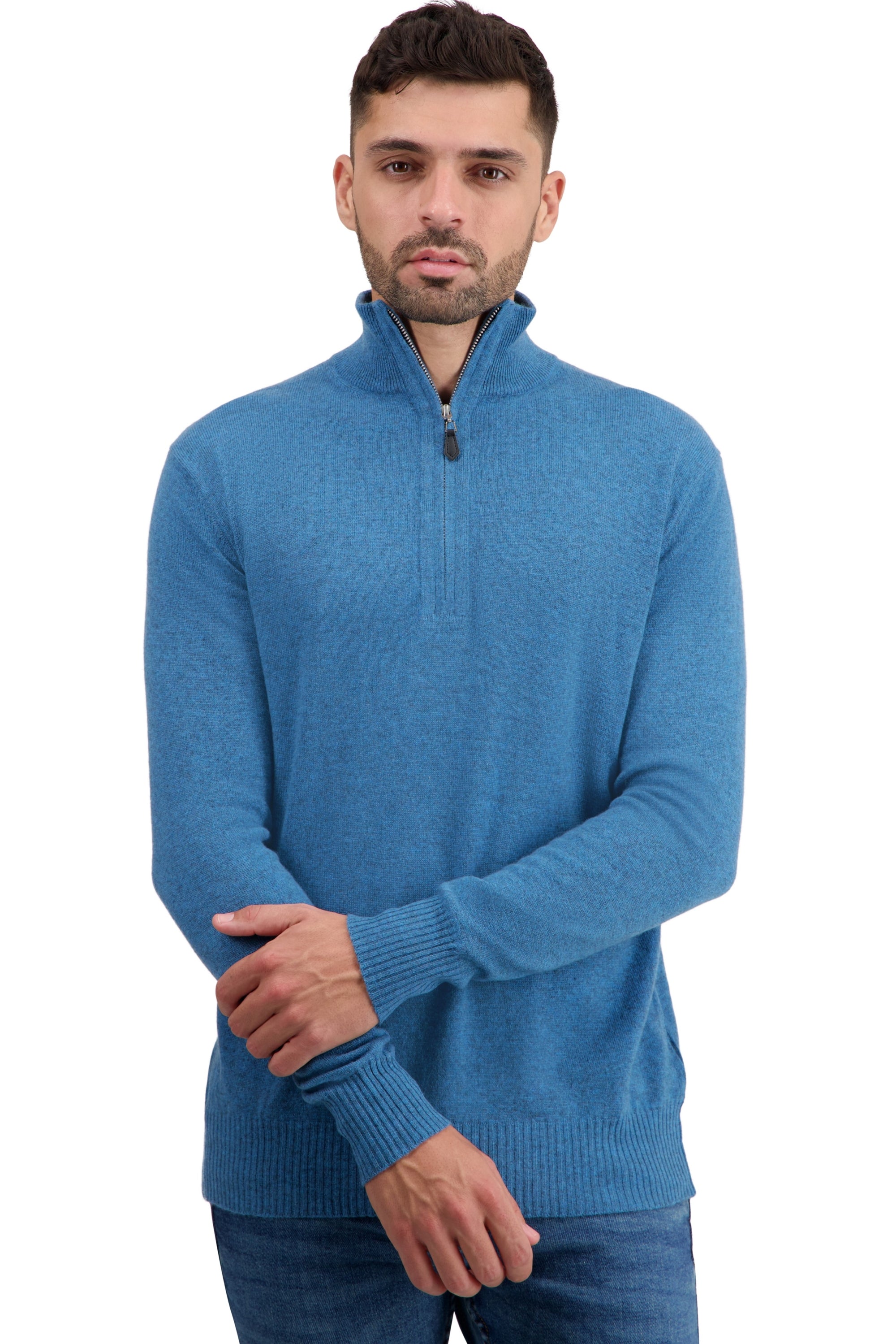 Toulon cashmere jumper for men - manor blue - Mahogany