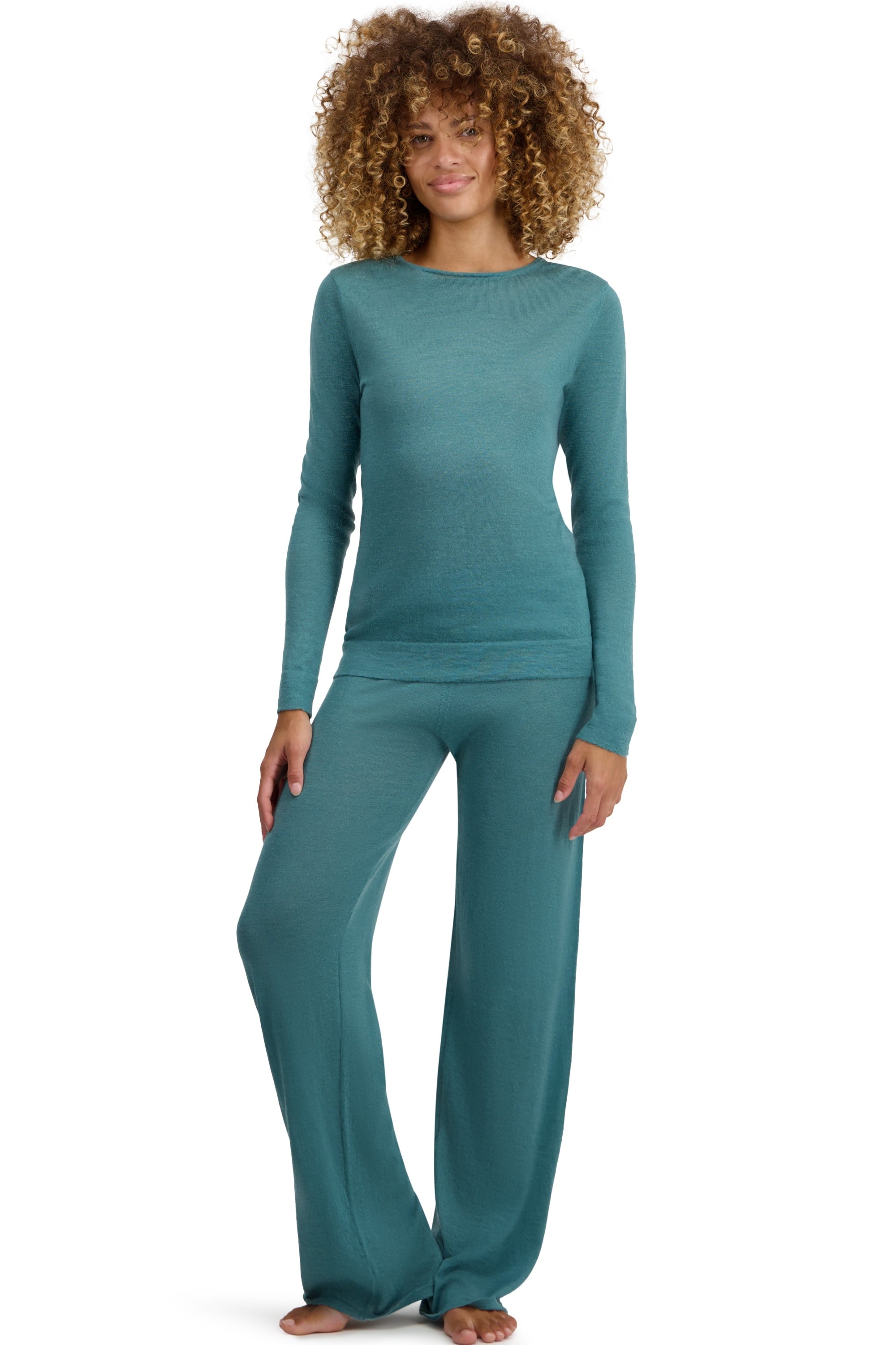 Boubou cashmere down women's jumper - eucalyptus - Mahogany