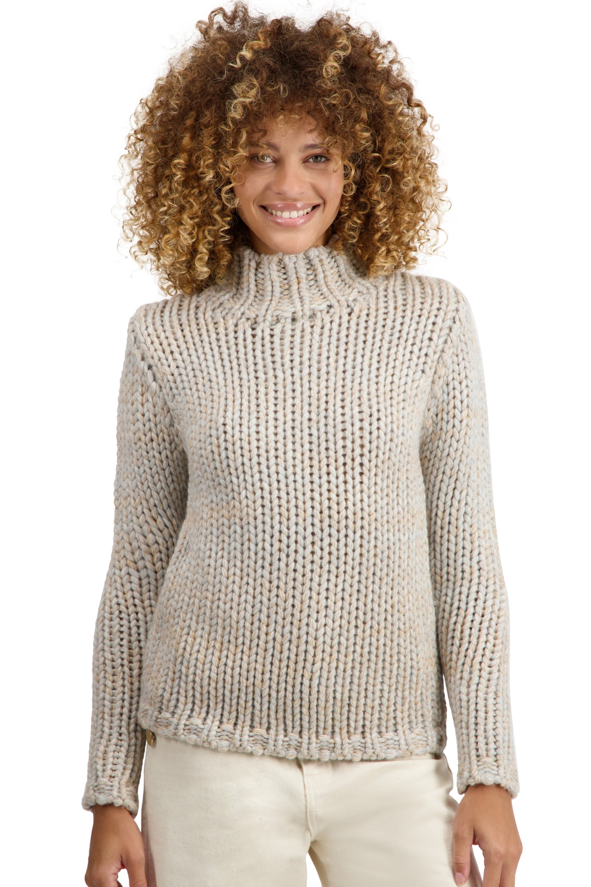 Toxane in women's cashmere - heathered flannel / camel / natural ecru - Mahogany