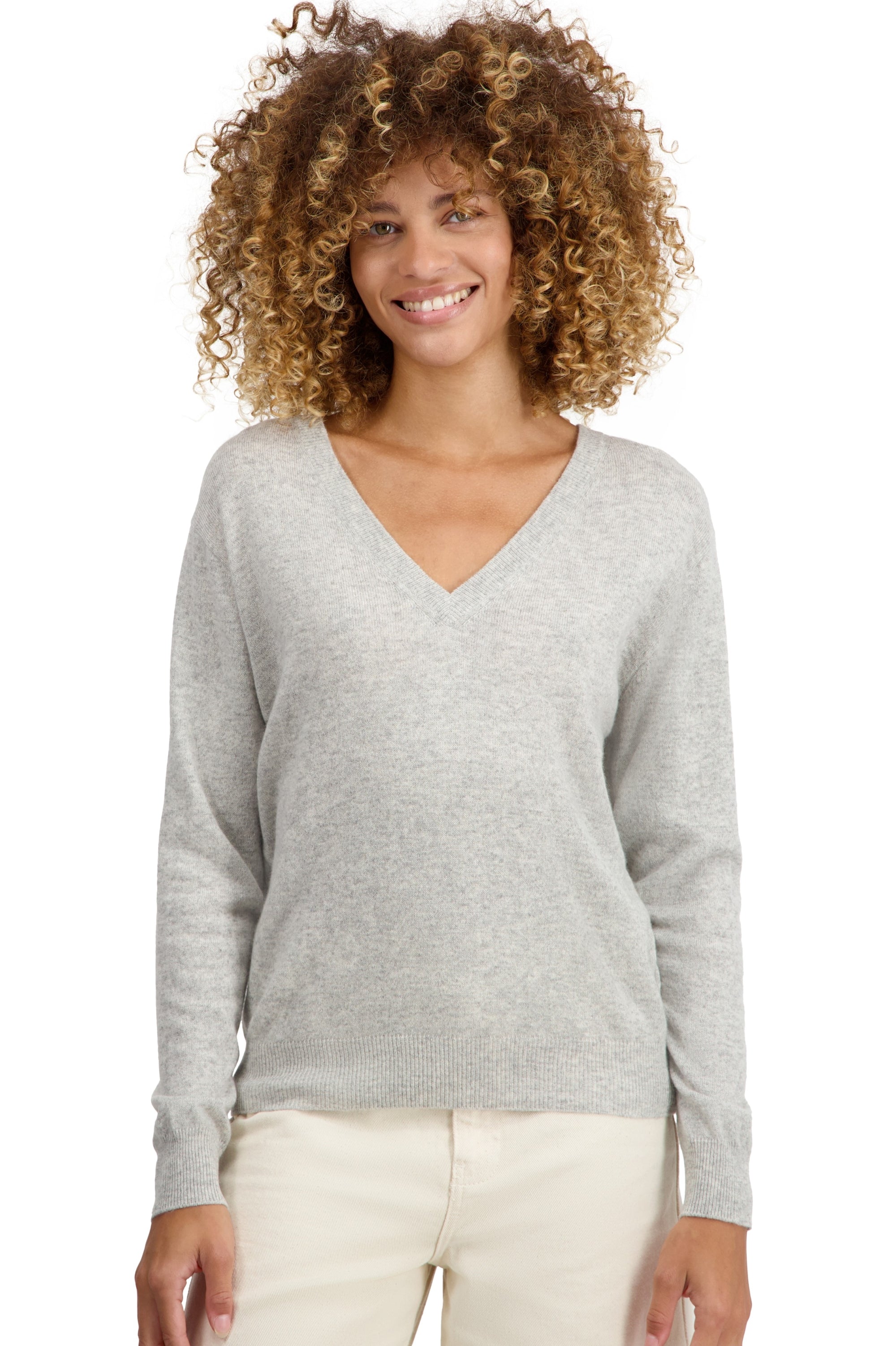 Tornade women's cashmere jumper - marl flannel - Mahogany